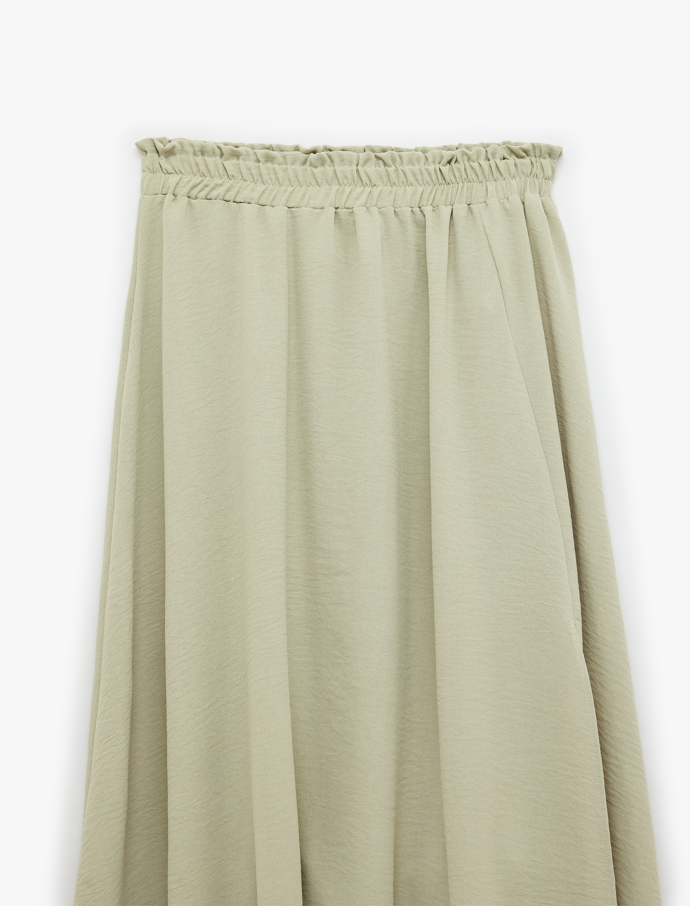   Aerobin Kumaş Beli Lastikli Midi Kloş Etek