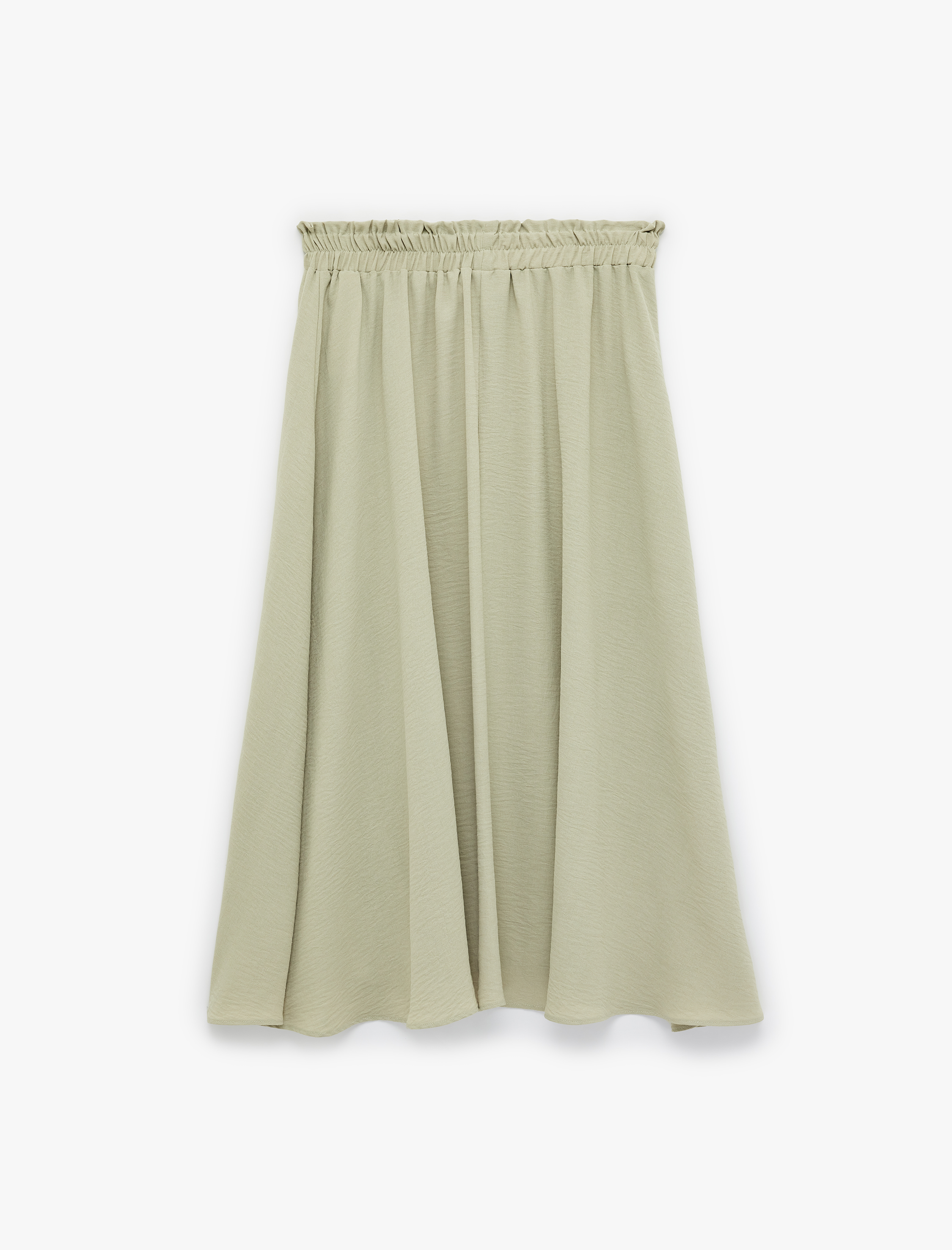   Aerobin Kumaş Beli Lastikli Midi Kloş Etek