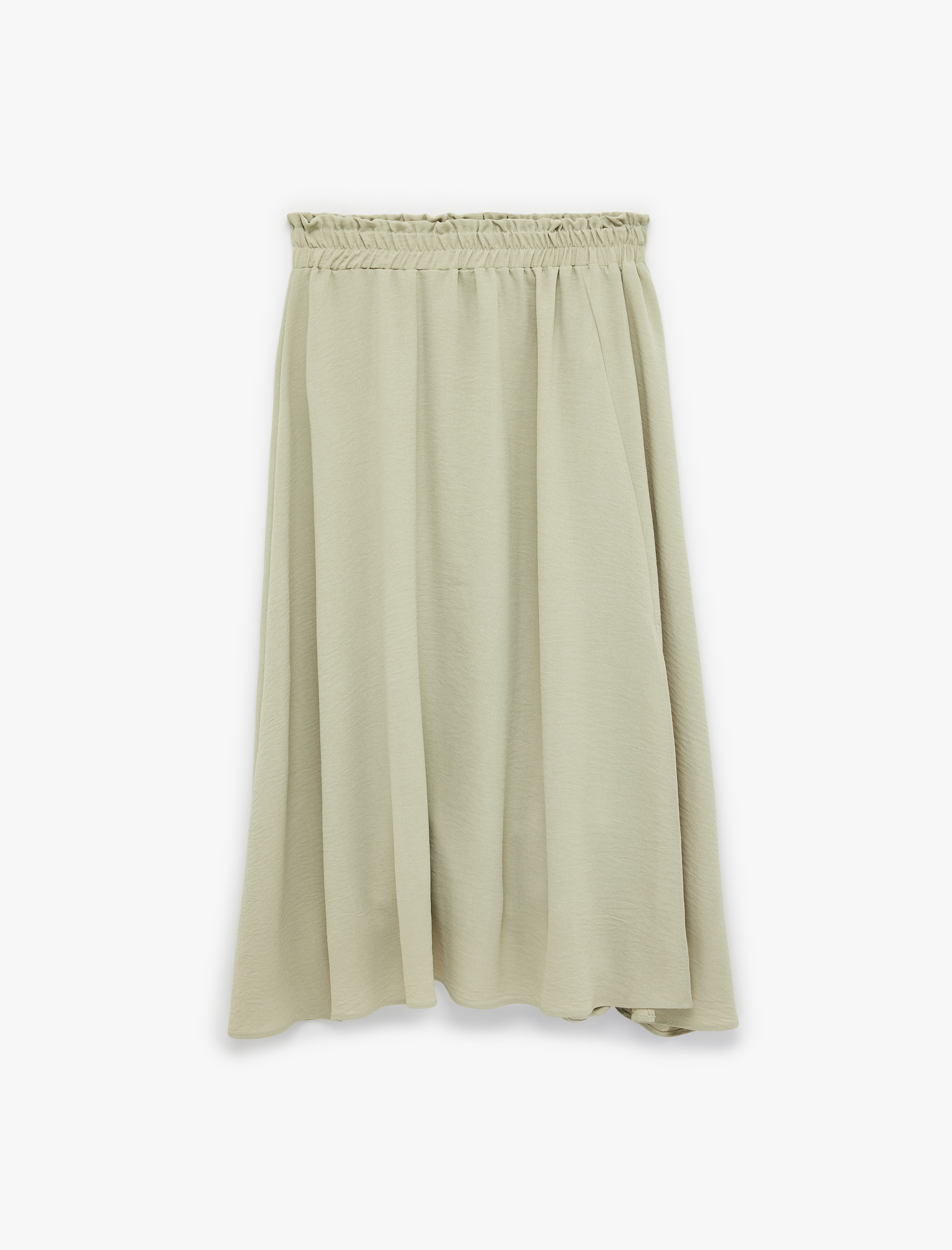   Aerobin Kumaş Beli Lastikli Midi Kloş Etek