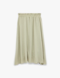 Aerobin Kumaş Beli Lastikli Midi Kloş Etek