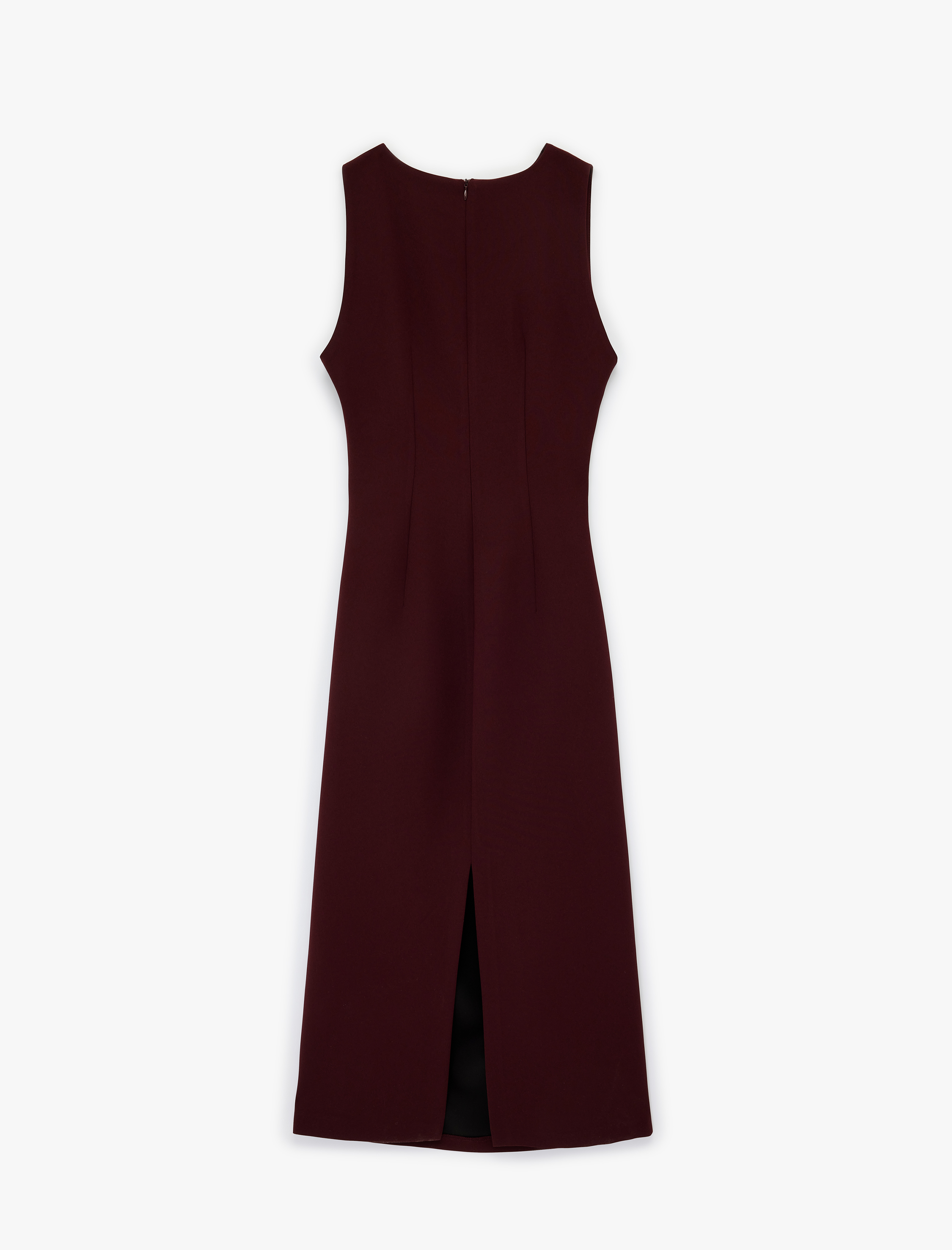   Kolsuz Bisiklet Yaka Krep Kumaş Slim Fit Drape Detaylı Midi Elbise