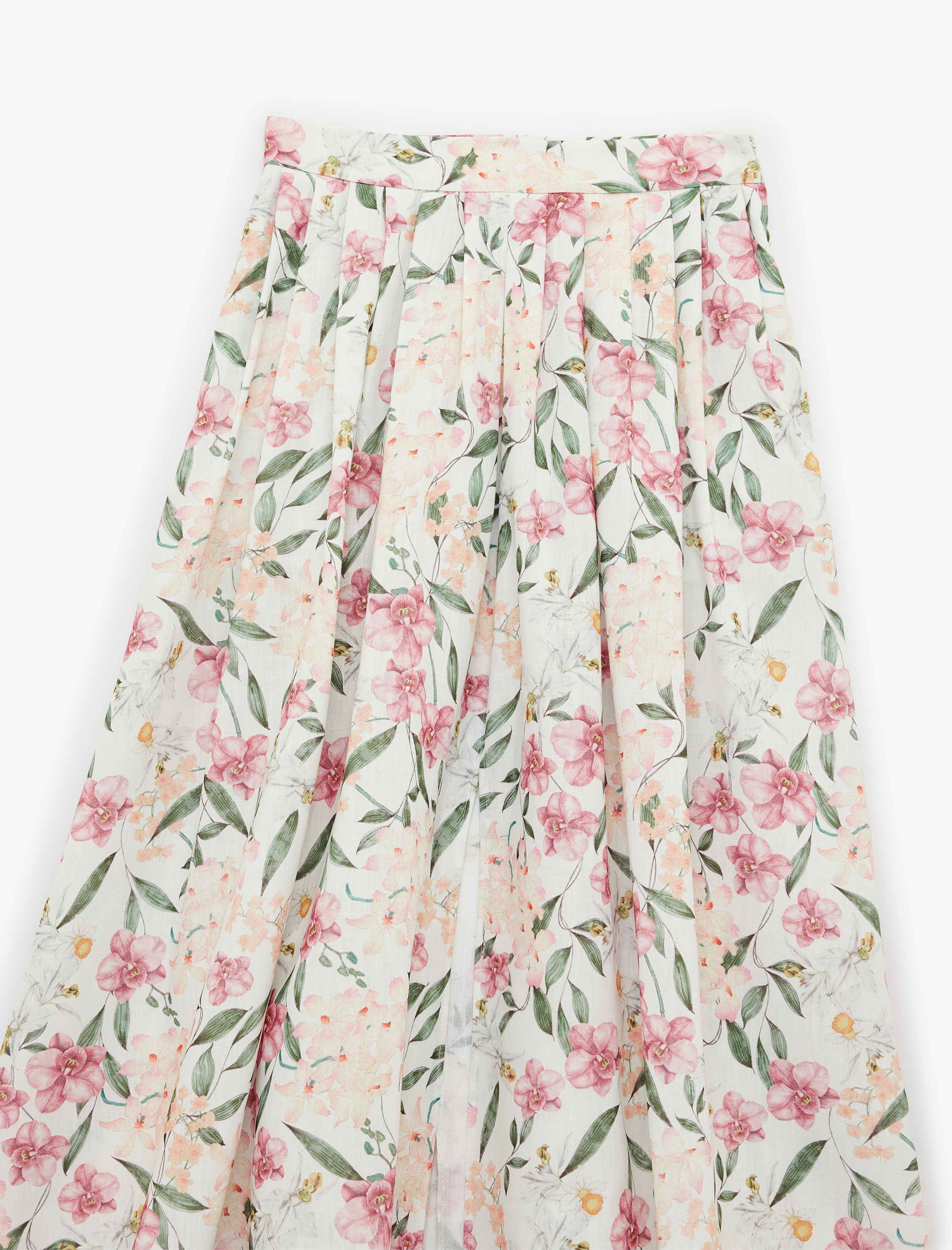   Rahat Kalıp Cepli Çiçekli Pileli Midi Kloş Etek