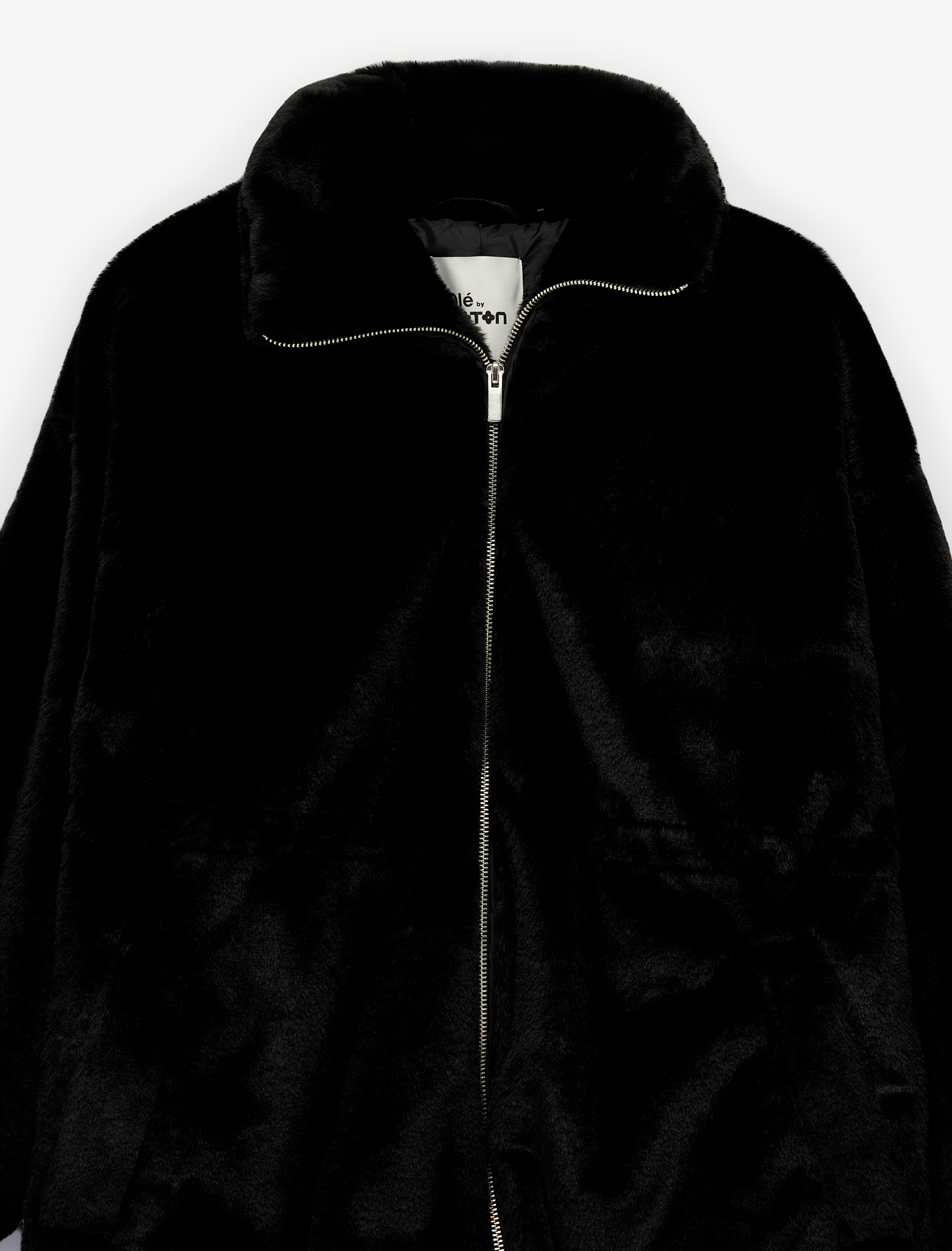   Fermuarlı Cep Detaylı Dik Yaka Beli Lastikli Peluş Ceket