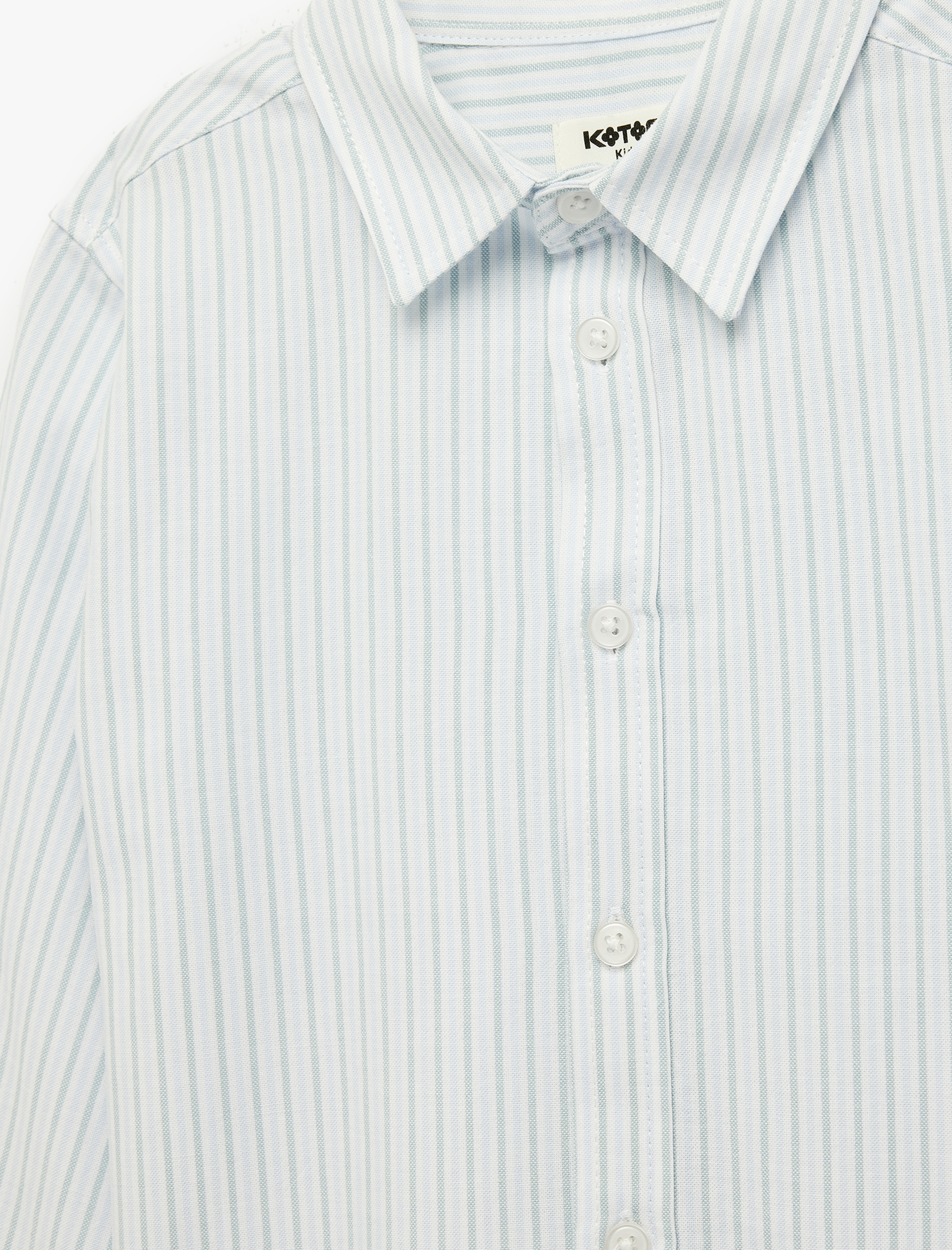  Erkek Çocuk Pamuklu Uzun Kollu Düğmeli Çizgili Gömlek