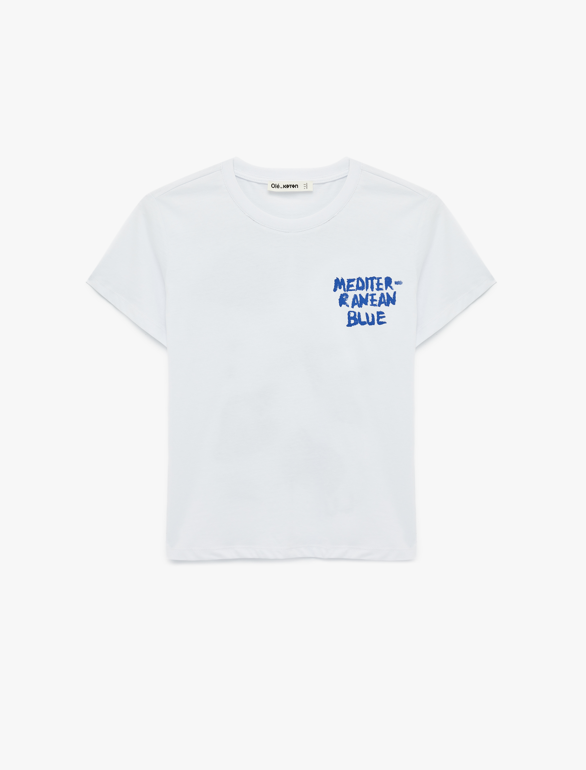   Kısa Kollu Bisiklet Yaka Pamuklu Baskılı Tişört