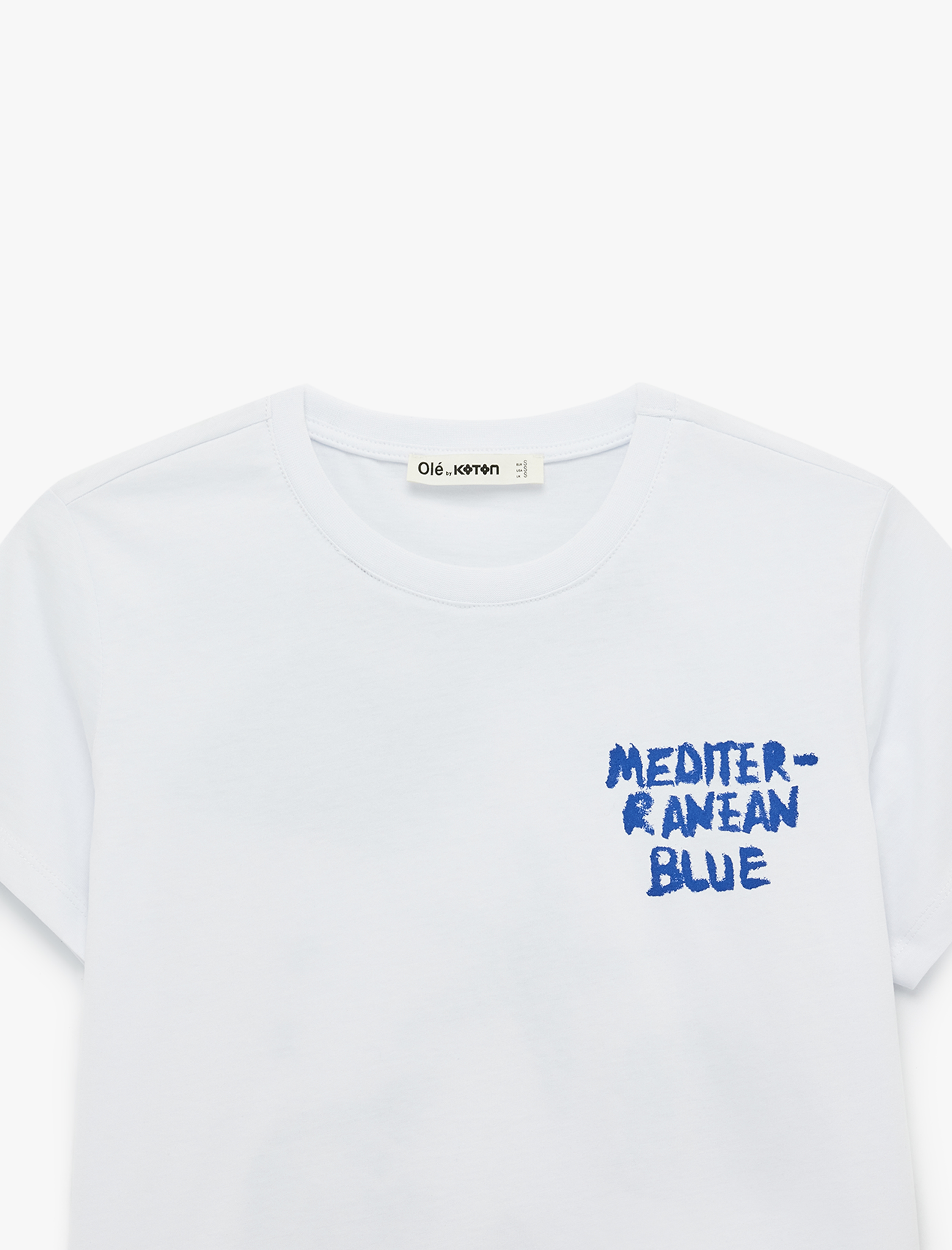   Kısa Kollu Bisiklet Yaka Pamuklu Baskılı Tişört