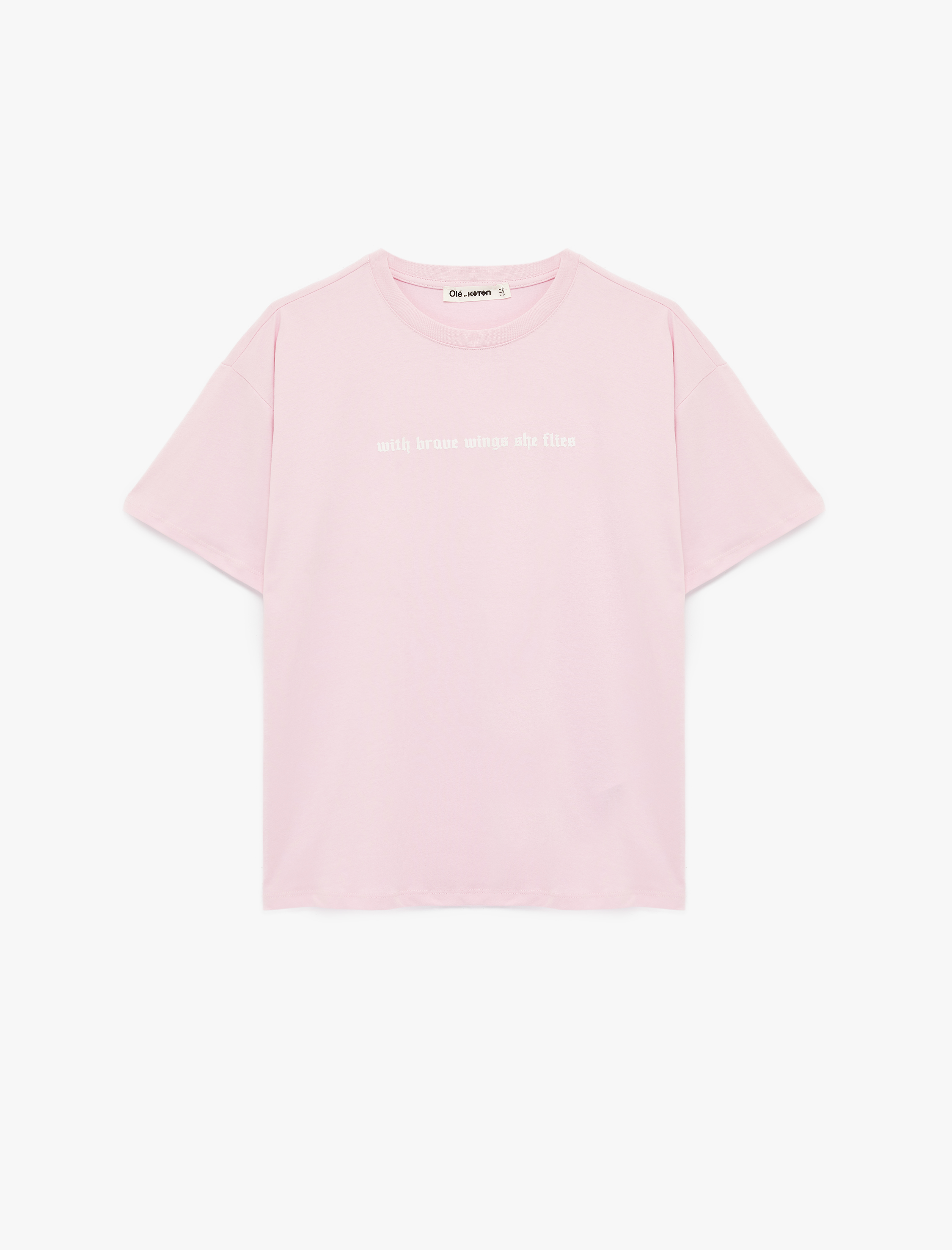   Rahat Kalıp Kısa Kollu Baskılı Bisiklet Yaka Pamuklu Tişört