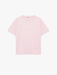 Rahat Kalıp Kısa Kollu Baskılı Bisiklet Yaka Pamuklu Tişört