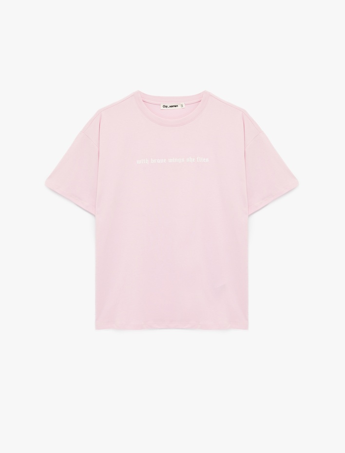  Rahat Kalıp Kısa Kollu Baskılı Bisiklet Yaka Pamuklu Tişört