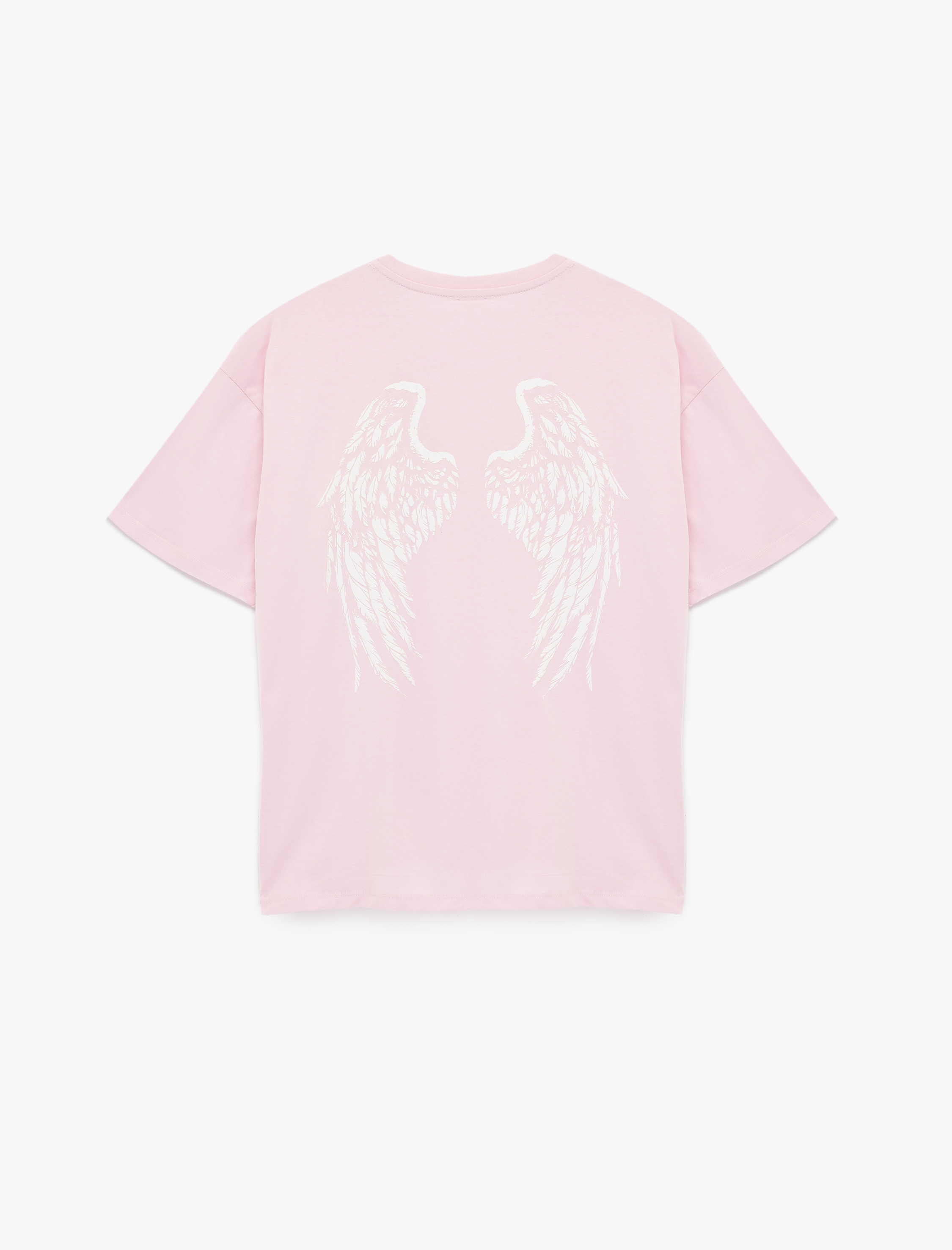   Rahat Kalıp Kısa Kollu Baskılı Bisiklet Yaka Pamuklu Tişört