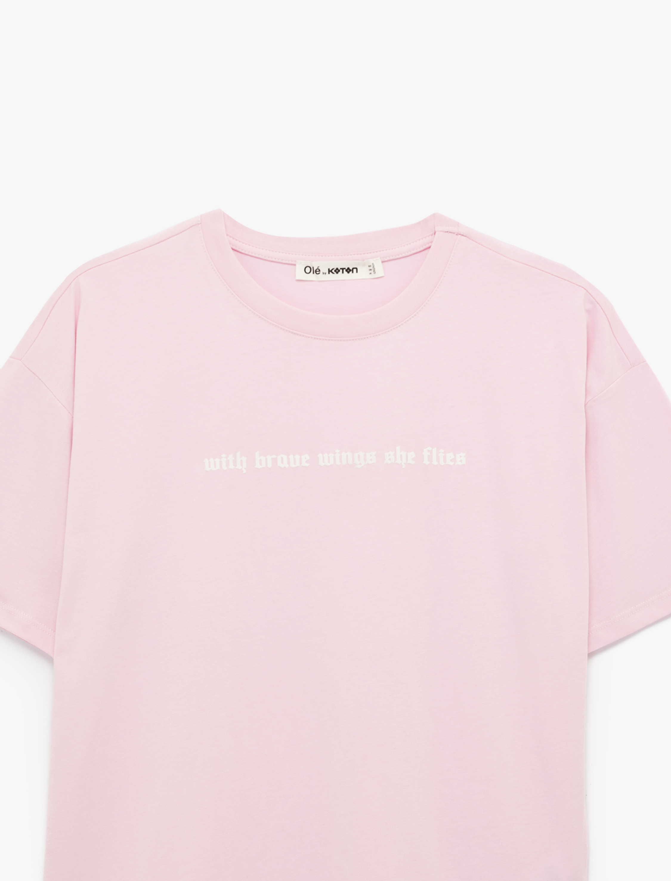   Rahat Kalıp Kısa Kollu Baskılı Bisiklet Yaka Pamuklu Tişört