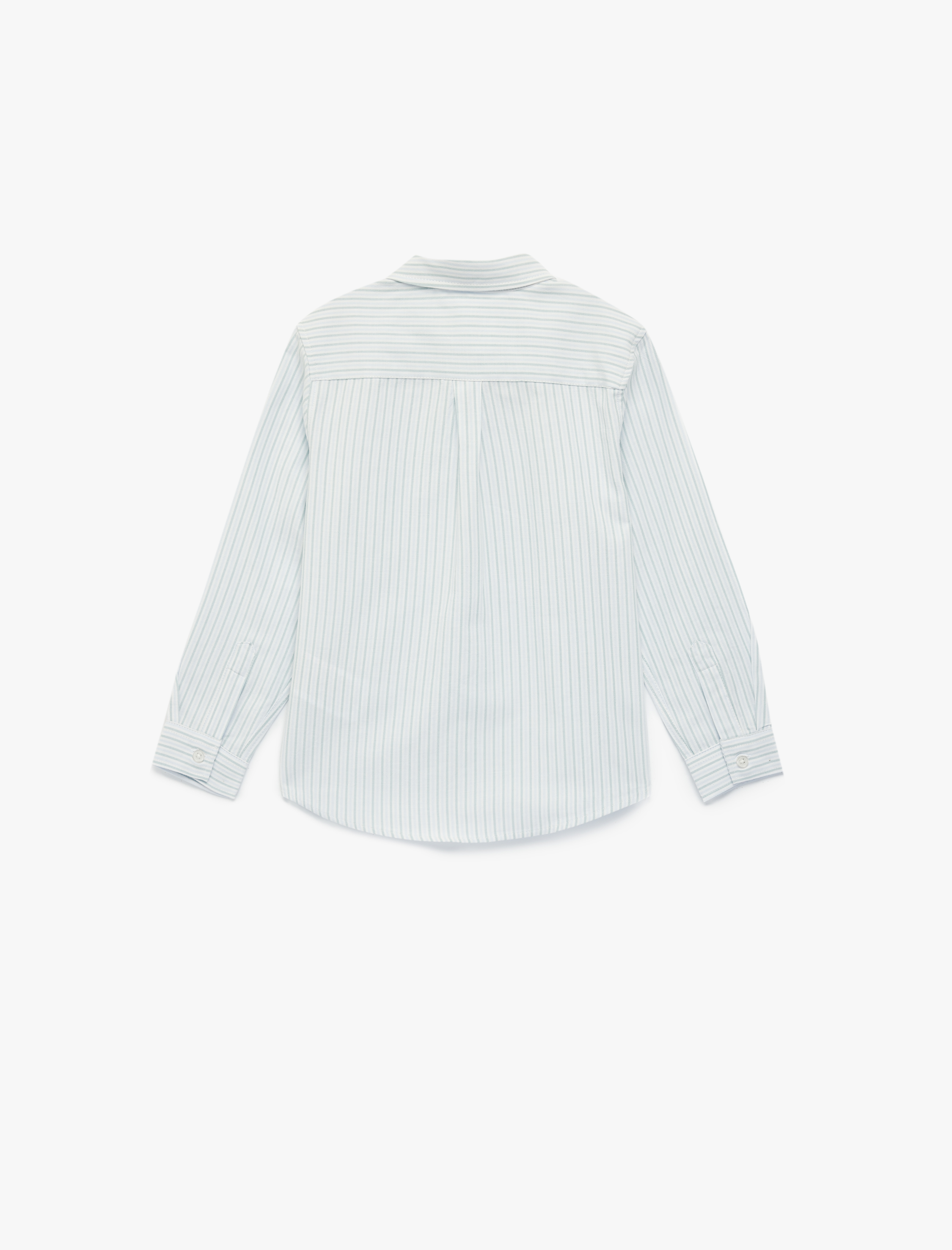  Erkek Çocuk Pamuklu Uzun Kollu Düğmeli Çizgili Gömlek