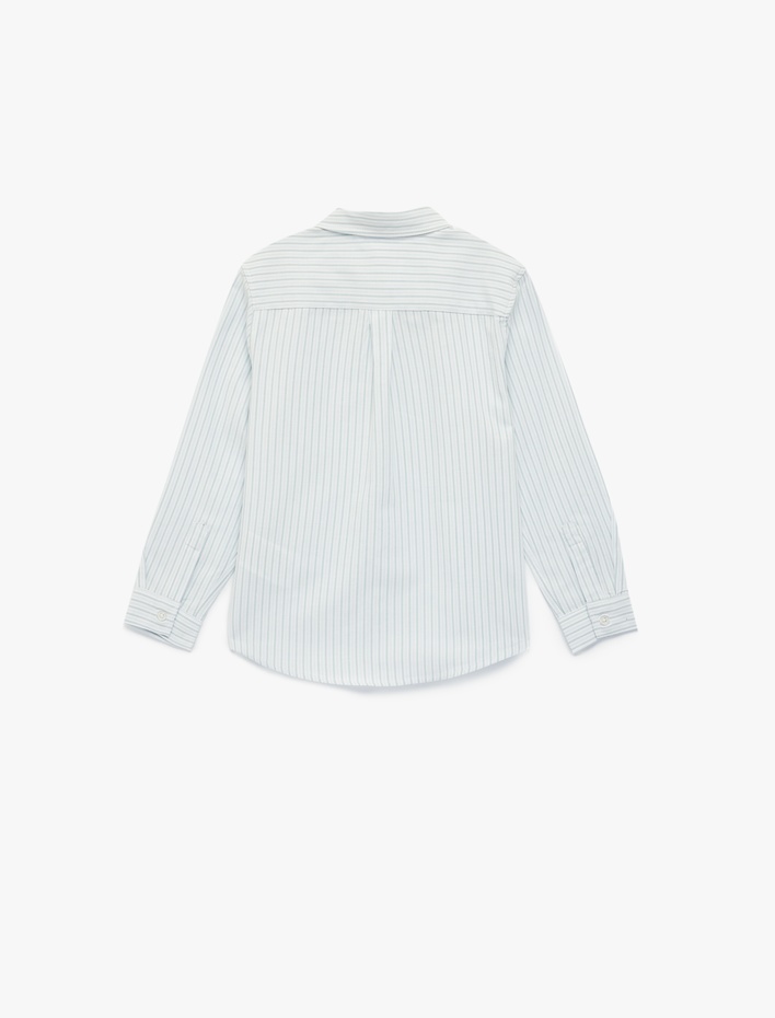 Erkek Çocuk Pamuklu Uzun Kollu Düğmeli Çizgili Gömlek