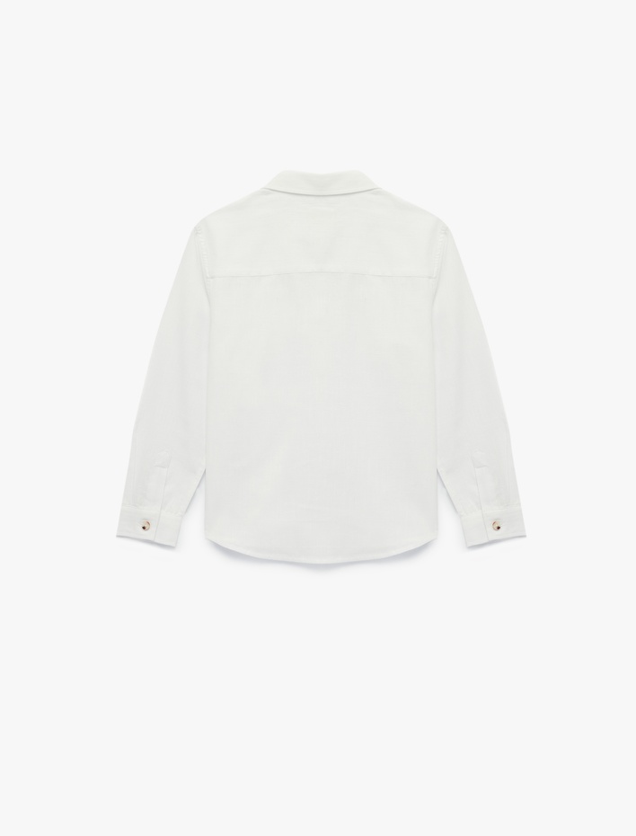 Erkek Çocuk Uzun Kollu Düğmeli Pamuklu Basic Gömlek