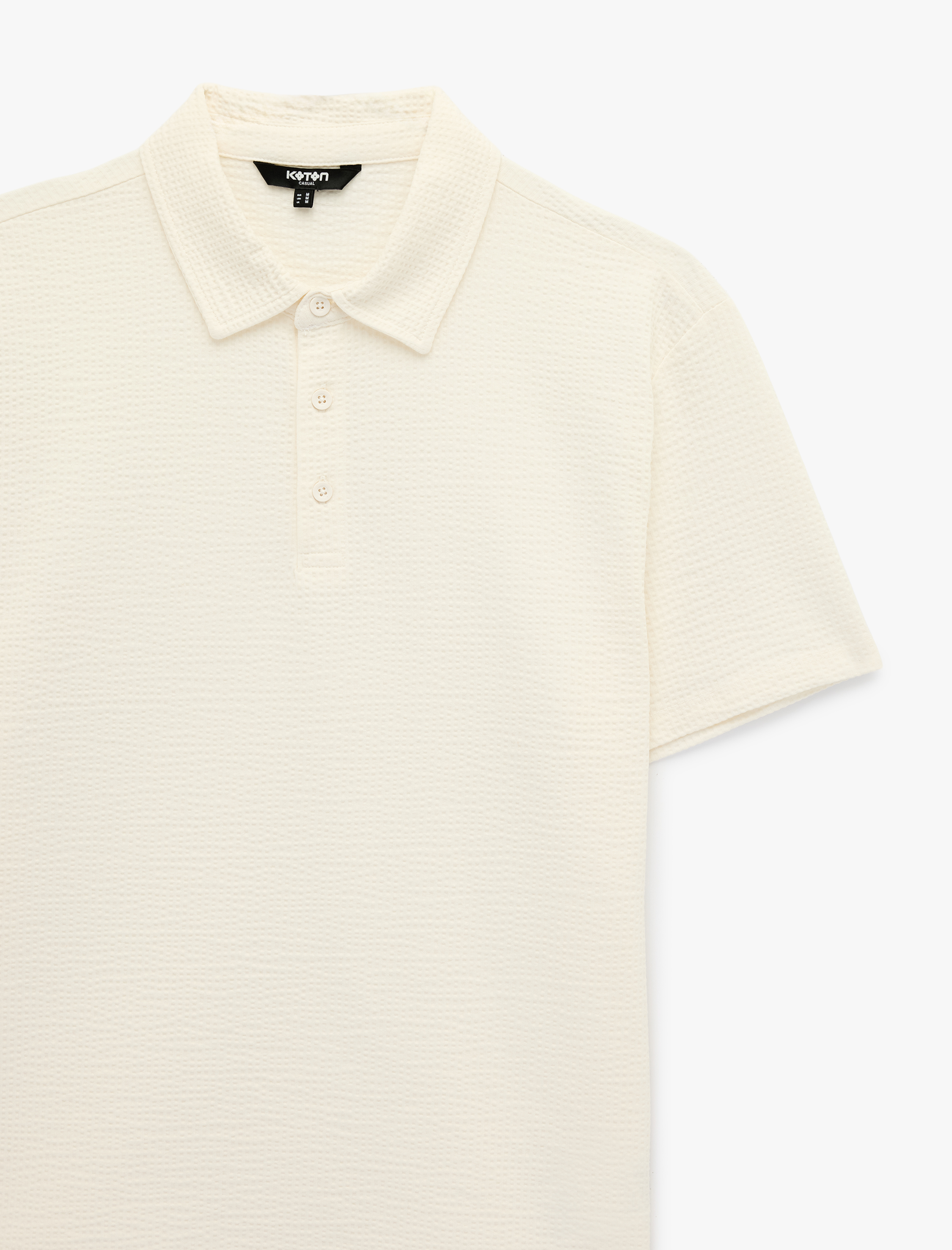   Regular Fit Kısa Kollu Dokulu Pamuklu Polo Yaka Tişört