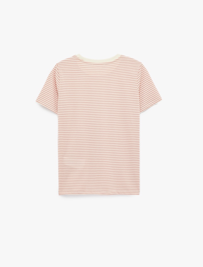  Kısa Kollu Bisiklet Yaka Çizgili Tişört