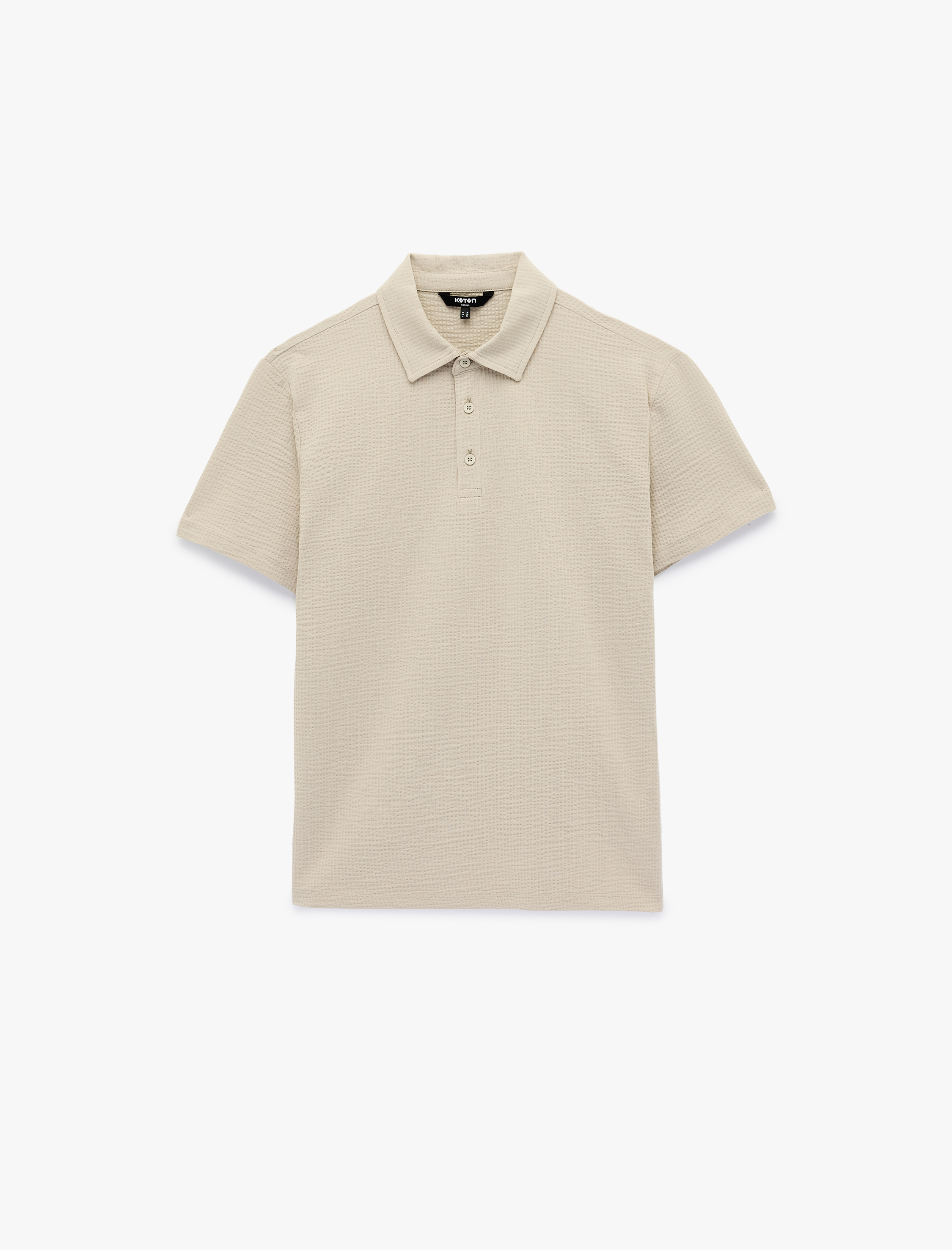   Regular Fit Kısa Kollu Dokulu Pamuklu Polo Yaka Tişört