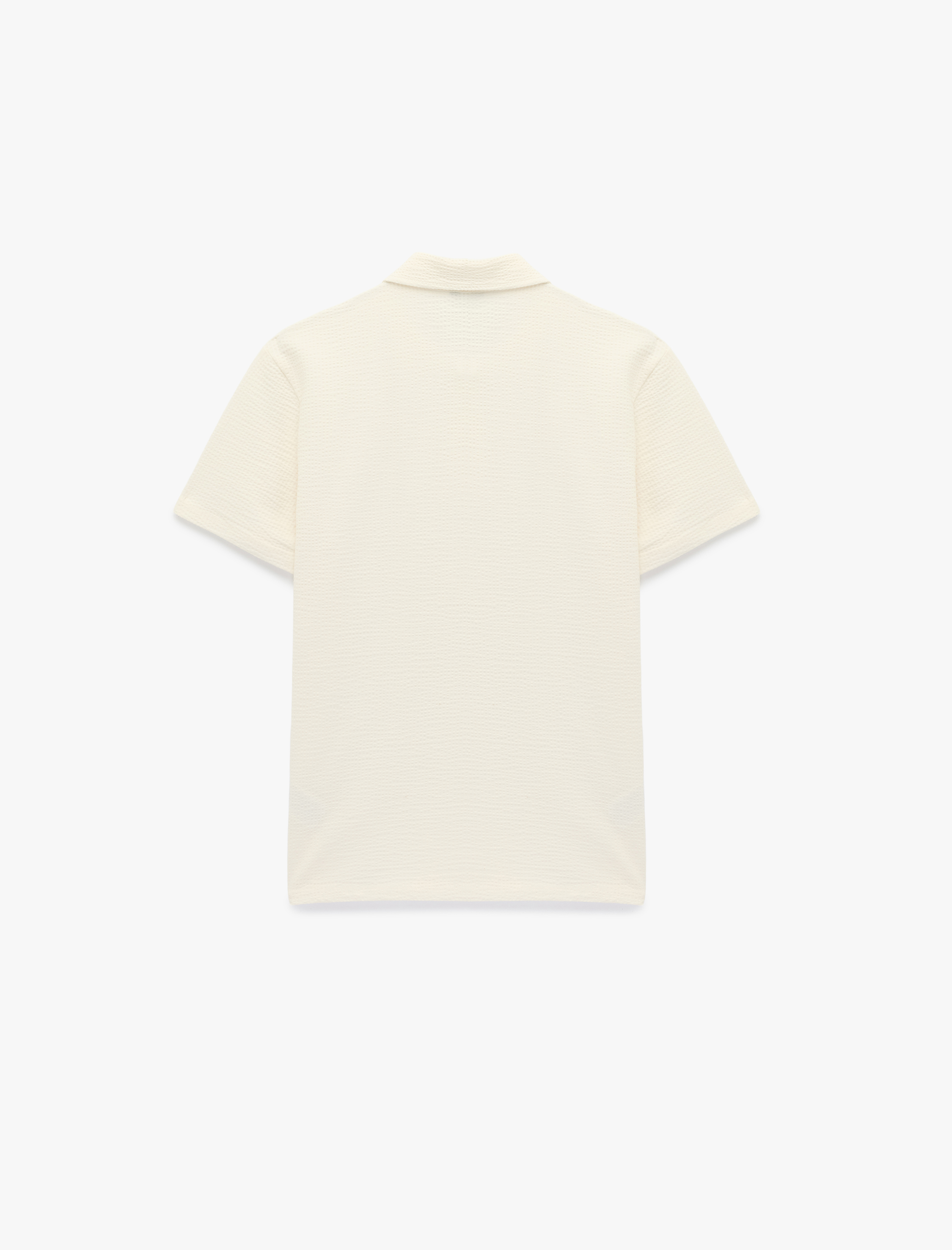   Regular Fit Kısa Kollu Dokulu Pamuklu Polo Yaka Tişört