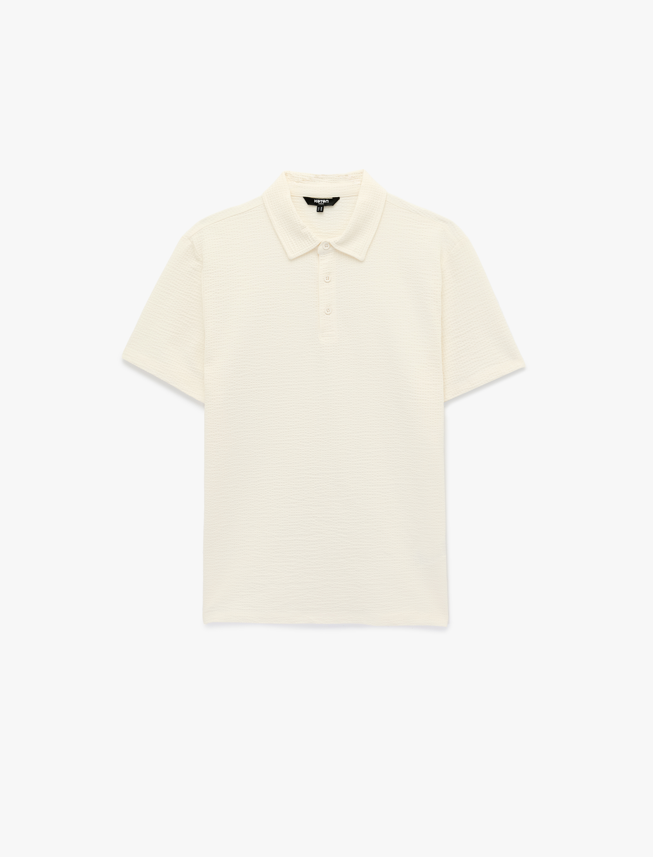   Regular Fit Kısa Kollu Dokulu Pamuklu Polo Yaka Tişört