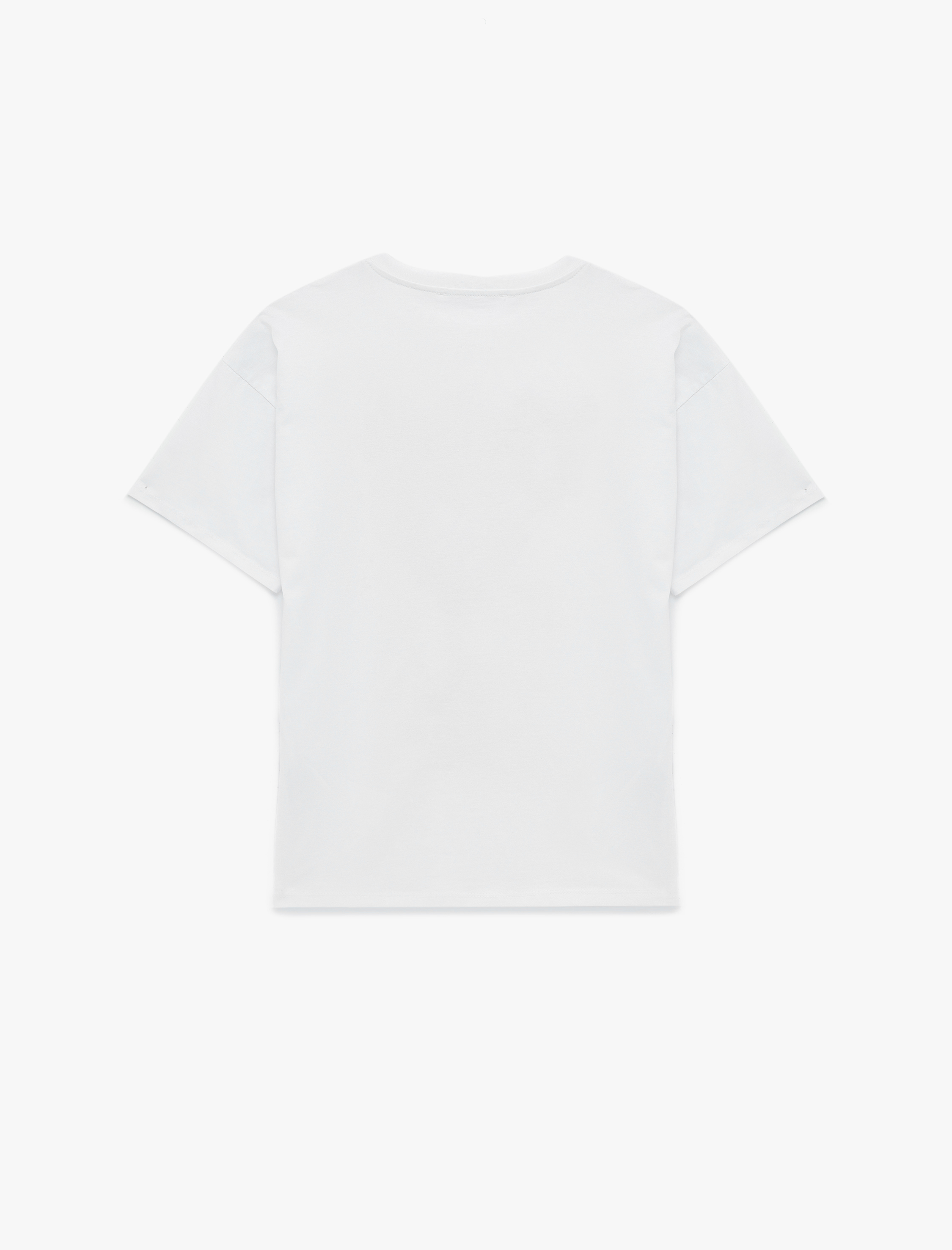   Rahat Kalıp Kısa Kollu Bisiklet Yaka Baskılı Tişört