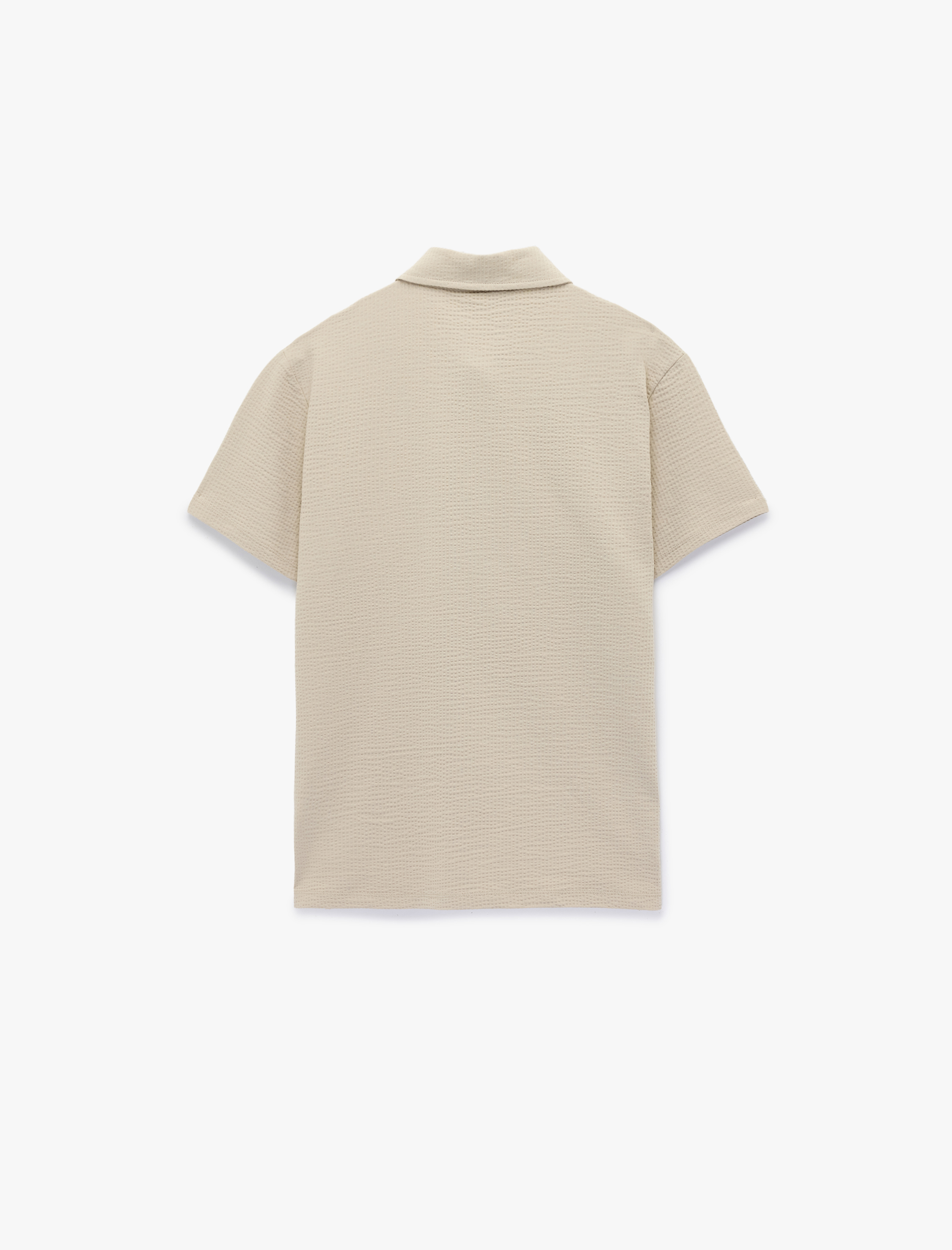   Regular Fit Kısa Kollu Dokulu Pamuklu Polo Yaka Tişört