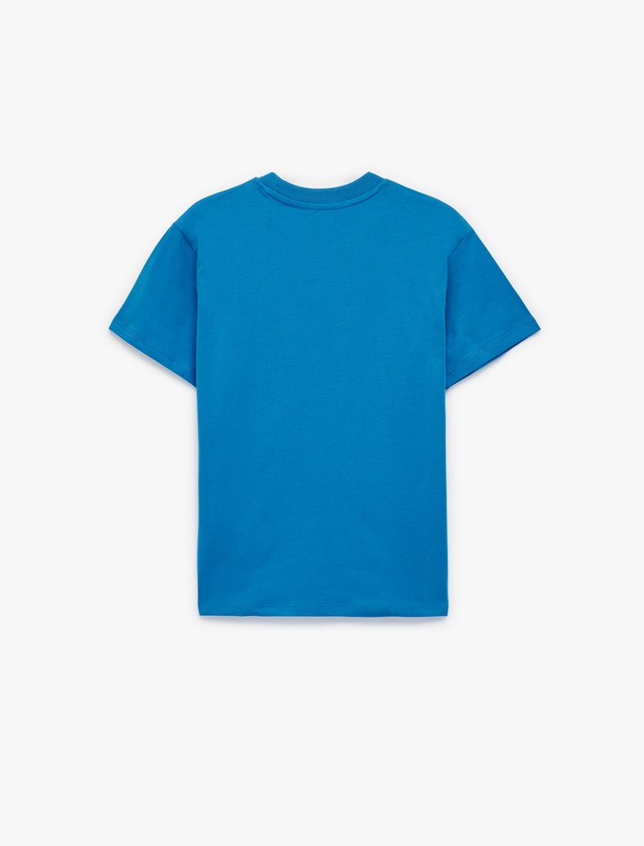 Erkek Çocuk Köpek Balığı Baskılı Kısa Kollu Bisiklet Yaka Pamuklu Tişört