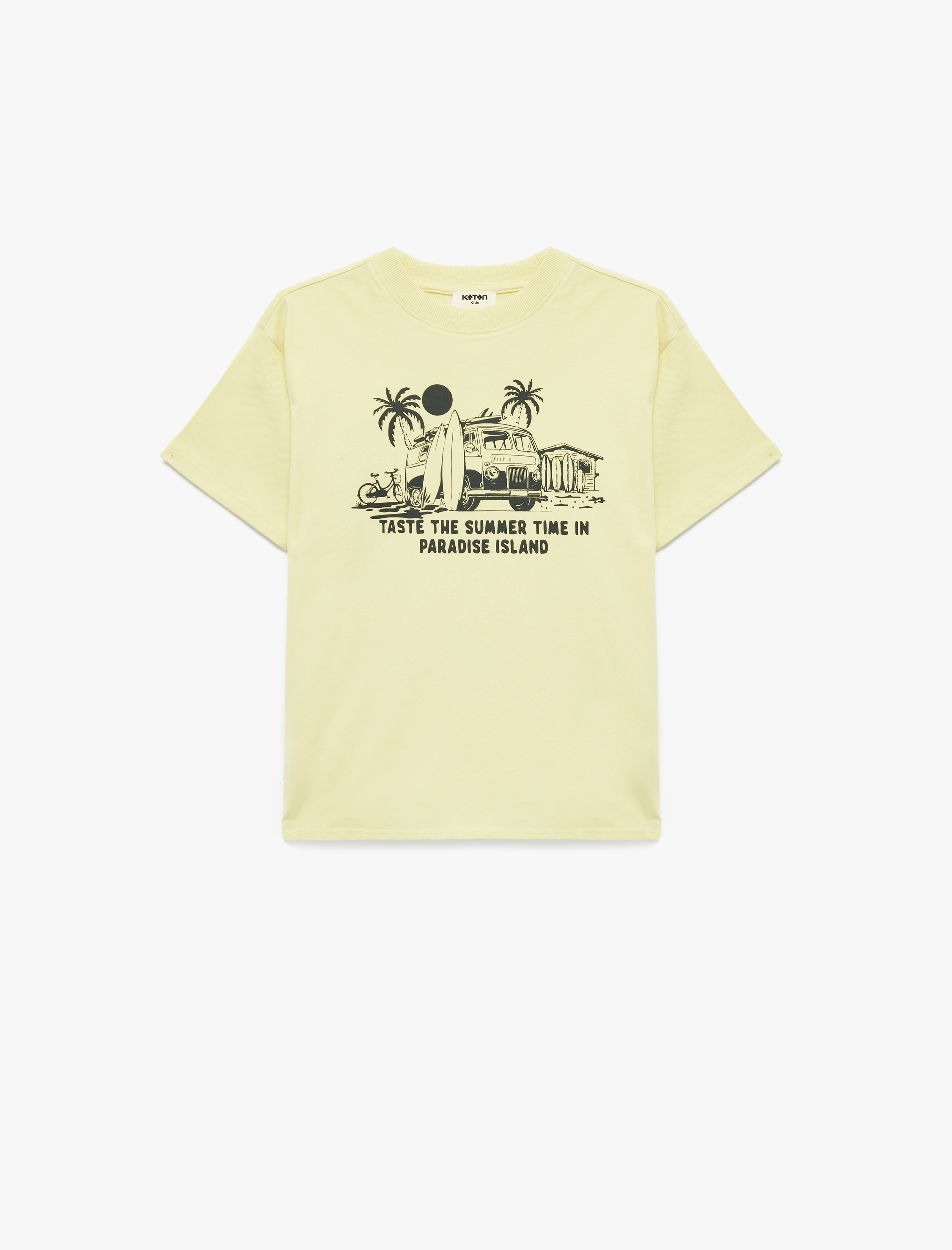  Erkek Çocuk Baskılı Kısa Kollu Bisiklet Yaka Pamuklu Tişört