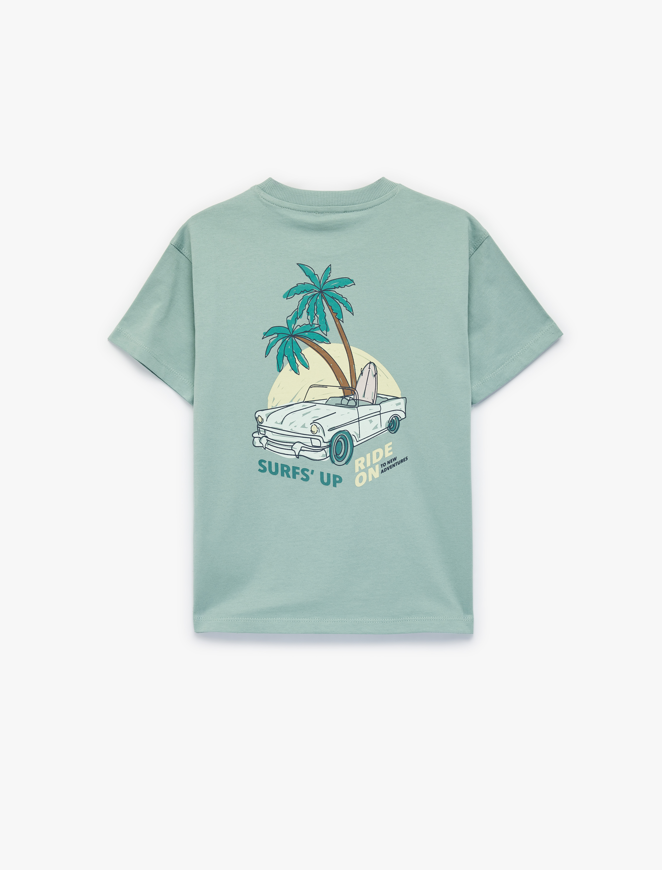  Erkek Çocuk Pamuklu Kısa Kollu Bisiklet Yaka Baskılı Tişört