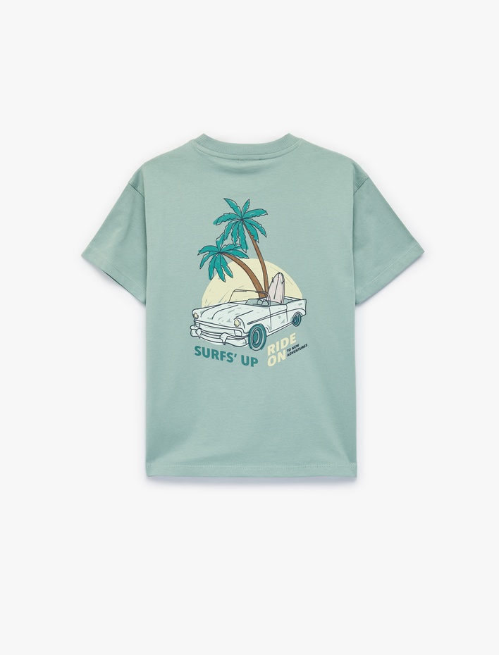 Erkek Çocuk Pamuklu Kısa Kollu Bisiklet Yaka Baskılı Tişört