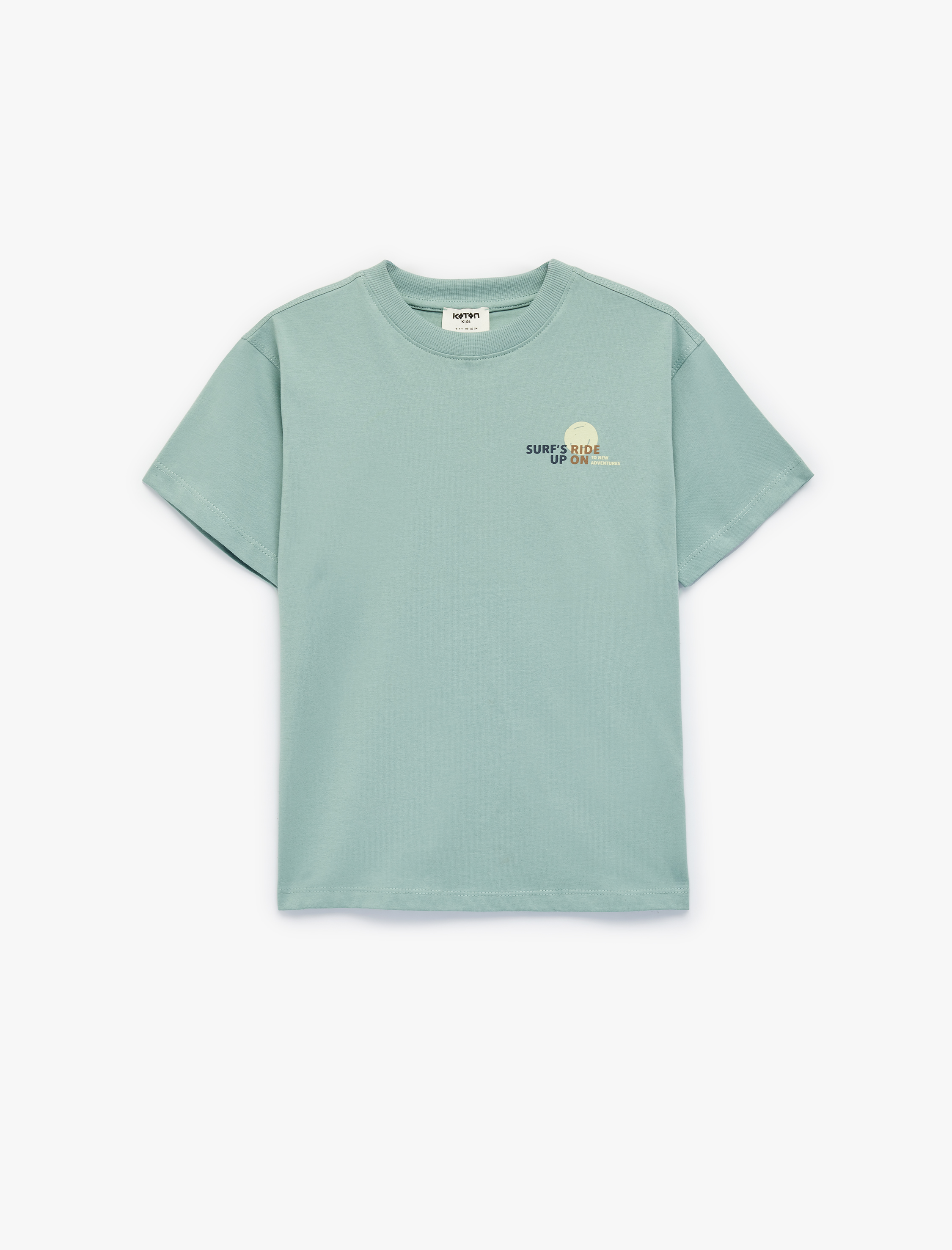  Erkek Çocuk Pamuklu Kısa Kollu Bisiklet Yaka Baskılı Tişört