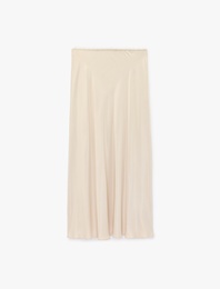 Standart Bel Slim Fit Midi Saten Etek