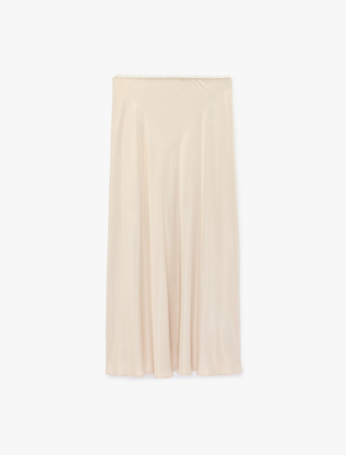  Standart Bel Slim Fit Midi Saten Etek