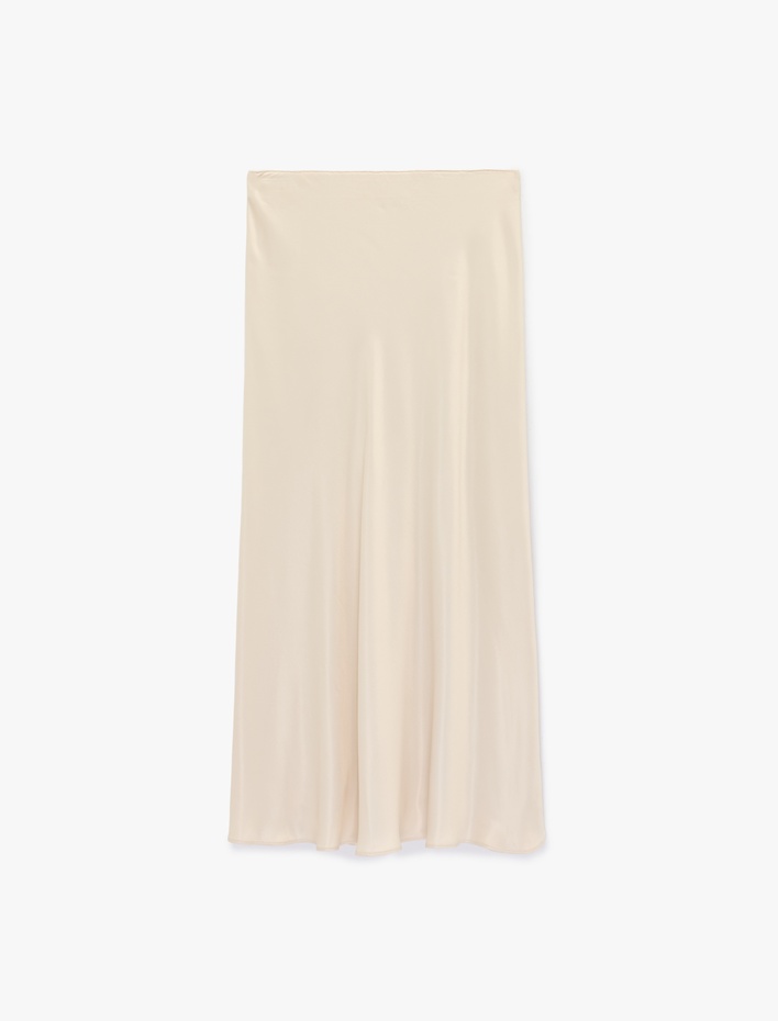  Standart Bel Slim Fit Midi Saten Etek