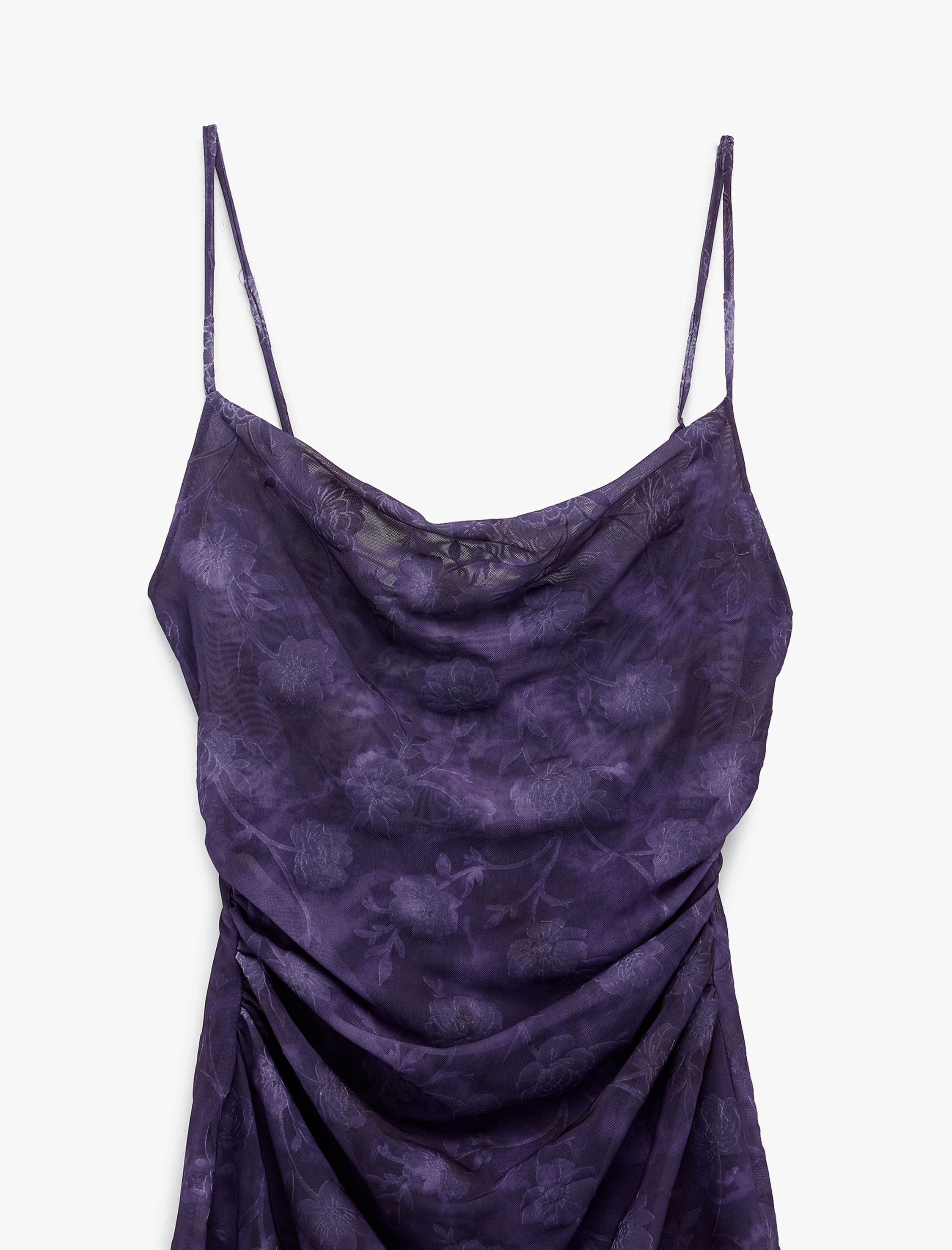   Slim Fit Degaje Yaka Batik Desenli Askılı Mini Elbise