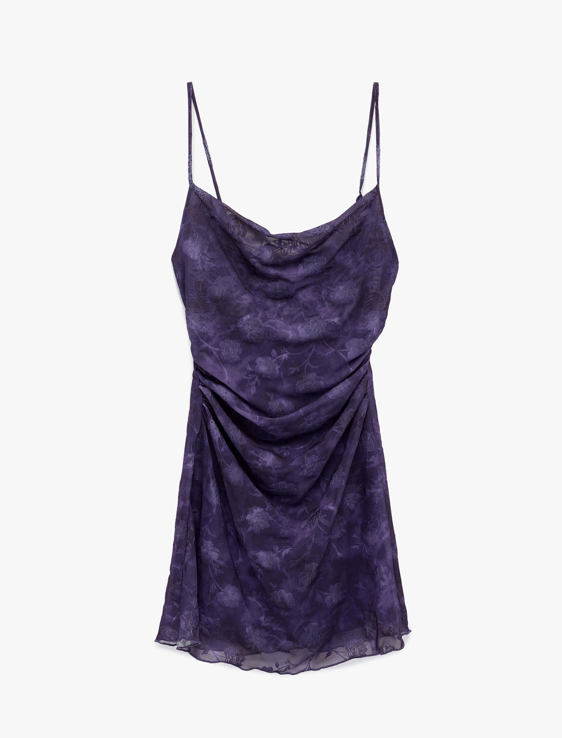   Slim Fit Degaje Yaka Batik Desenli Askılı Mini Elbise