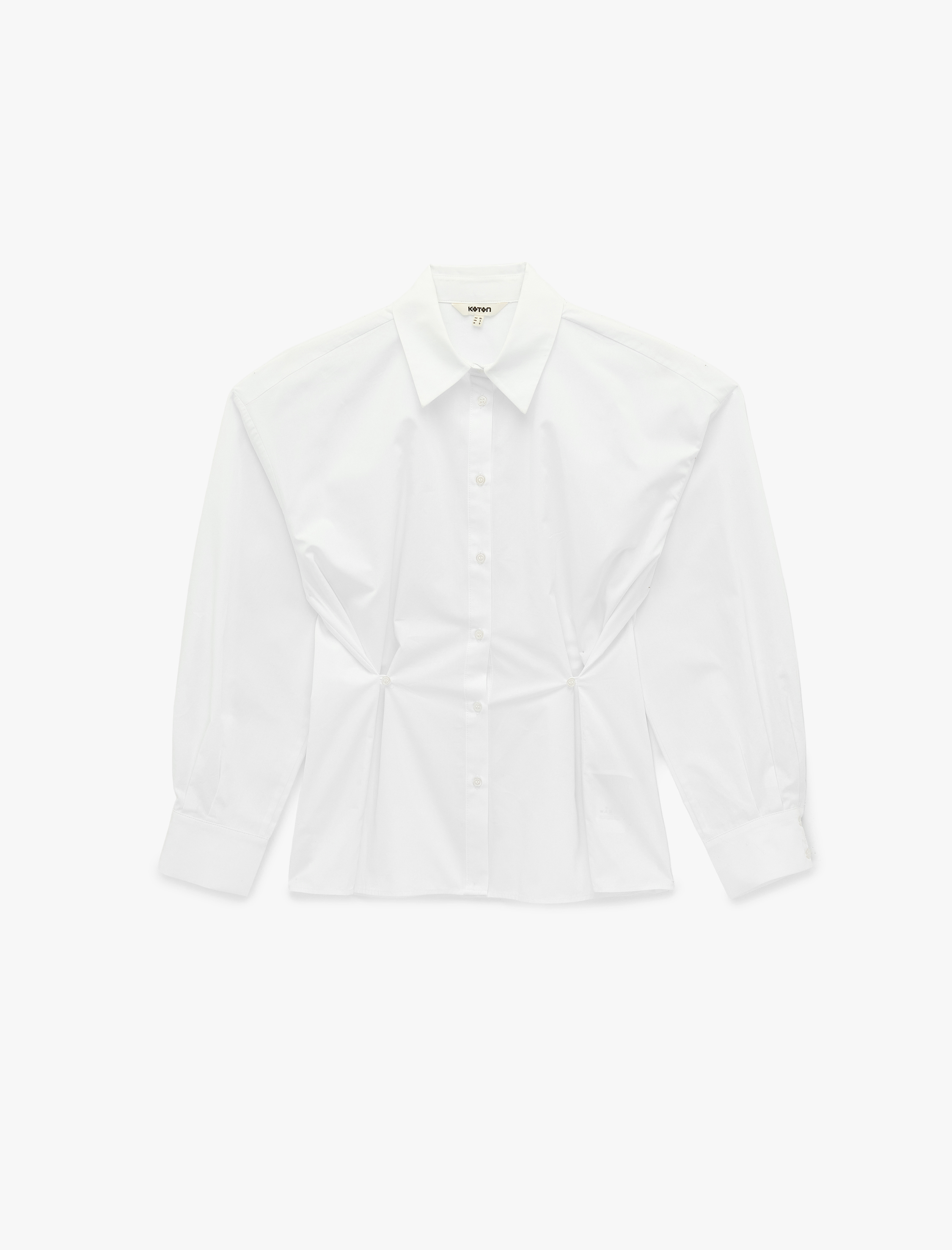   Pamuklu Uzun Kollu Düğme Detaylı Oversize Poplin Gömlek