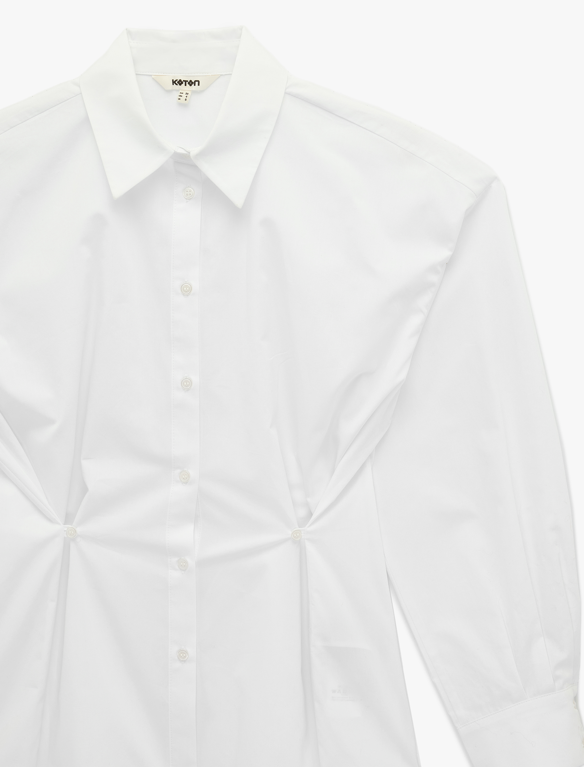   Pamuklu Uzun Kollu Düğme Detaylı Oversize Poplin Gömlek