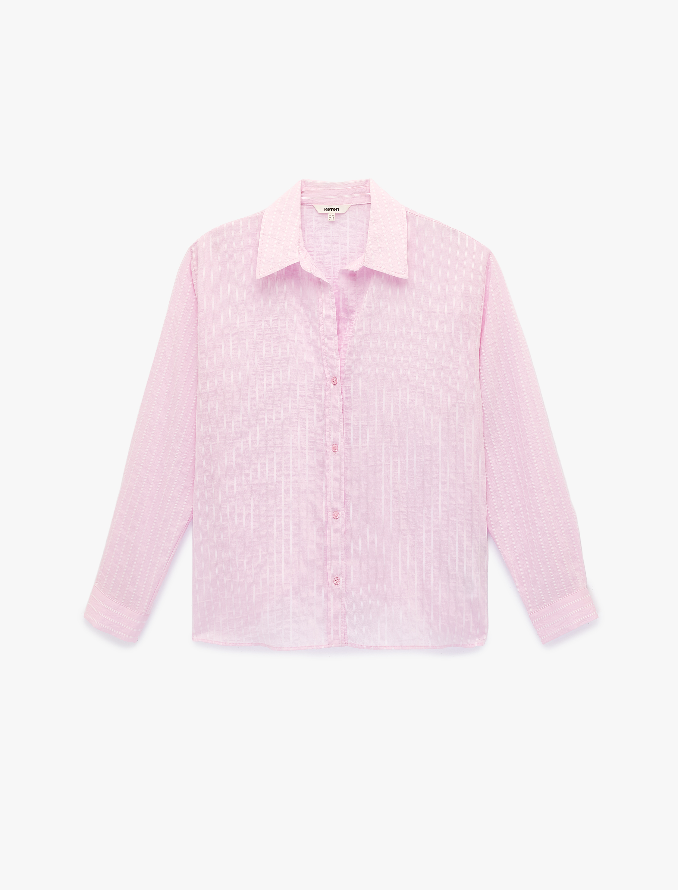   Regular Fit Kaçık Yaka Düğmeli Uzun Kollu Gömlek