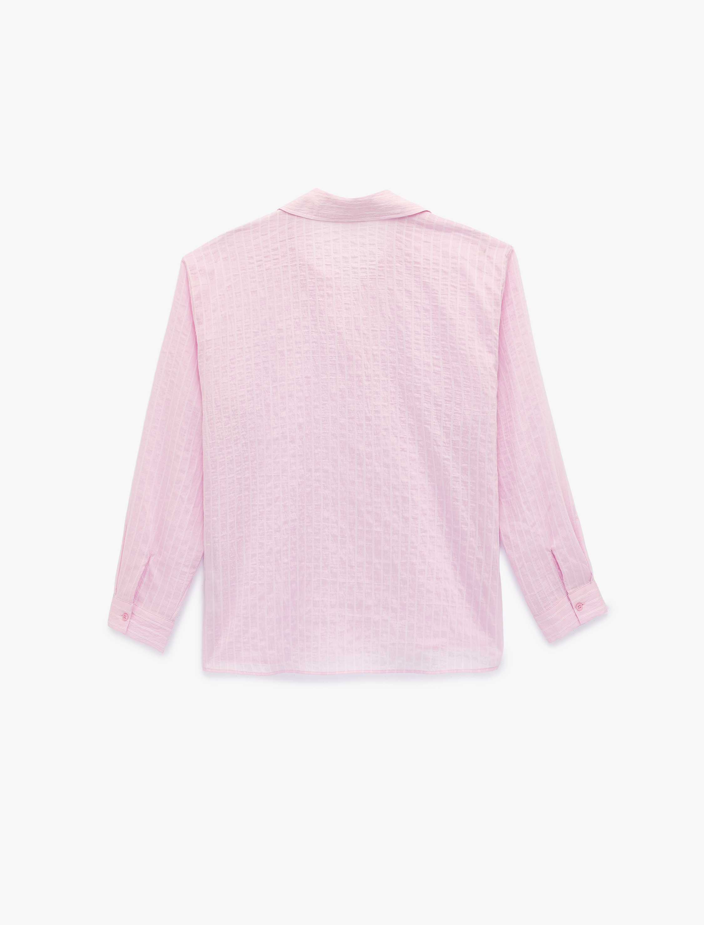   Regular Fit Kaçık Yaka Düğmeli Uzun Kollu Gömlek