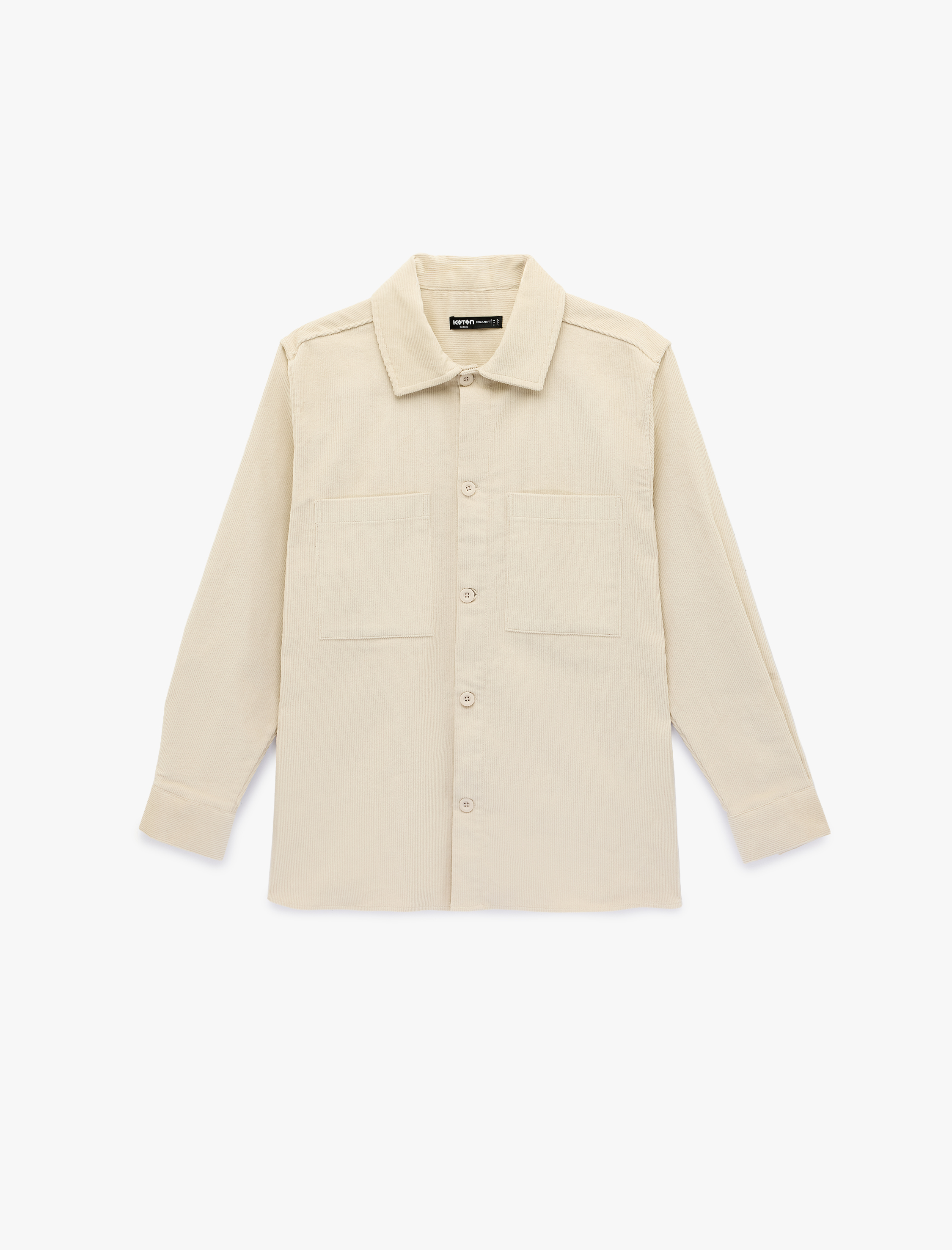   Regular Fit Uzun Kollu Cepli Pamuklu Klasik Yaka Fitilli Kadife Gömlek