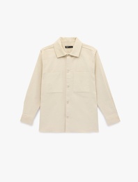 Regular Fit Uzun Kollu Cepli Pamuklu Klasik Yaka Fitilli Kadife Gömlek