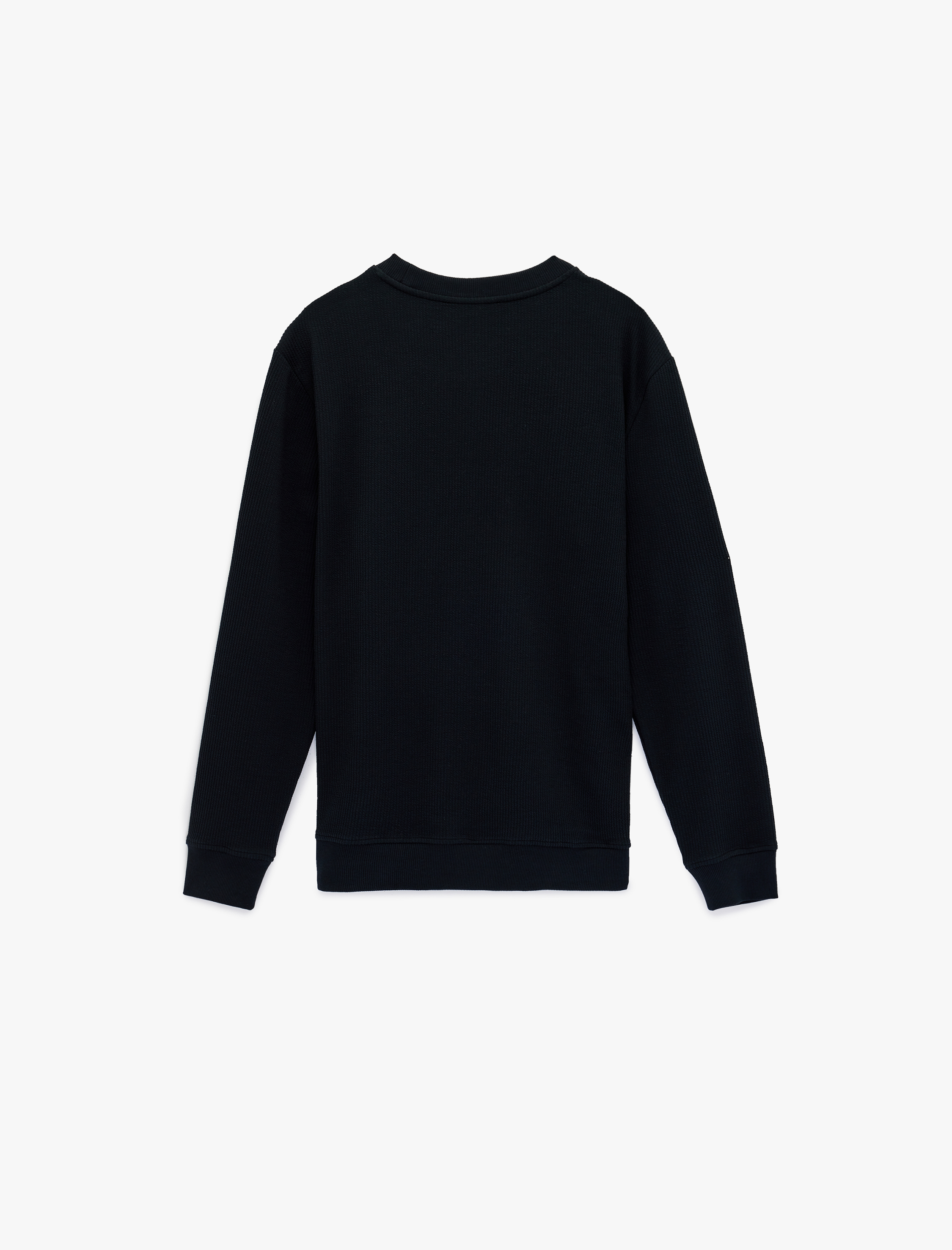   Uzun Kollu Fitilli Regular Fit Basic Bisiklet Yaka Sweatshirt