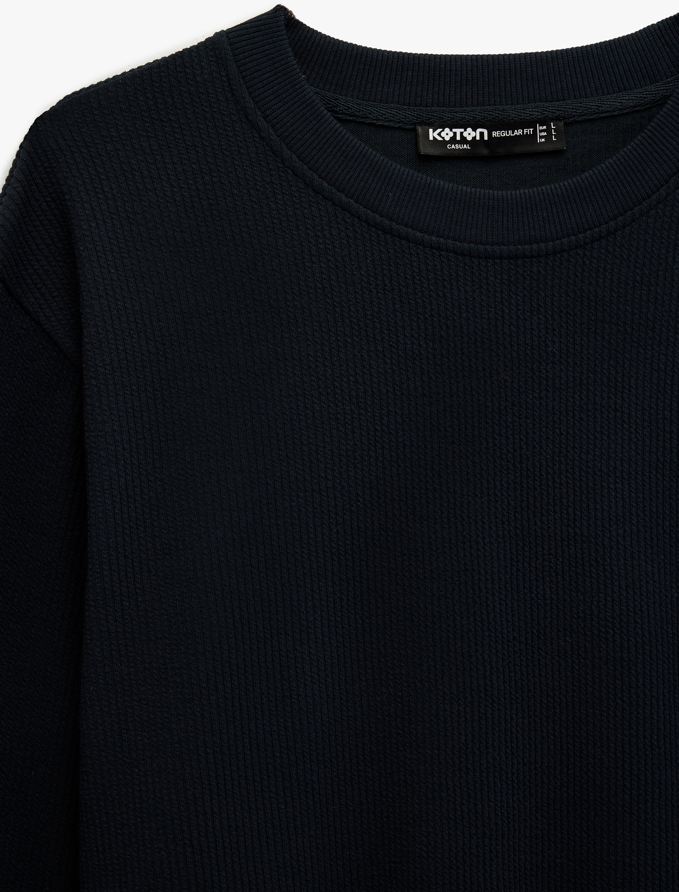   Uzun Kollu Fitilli Regular Fit Basic Bisiklet Yaka Sweatshirt