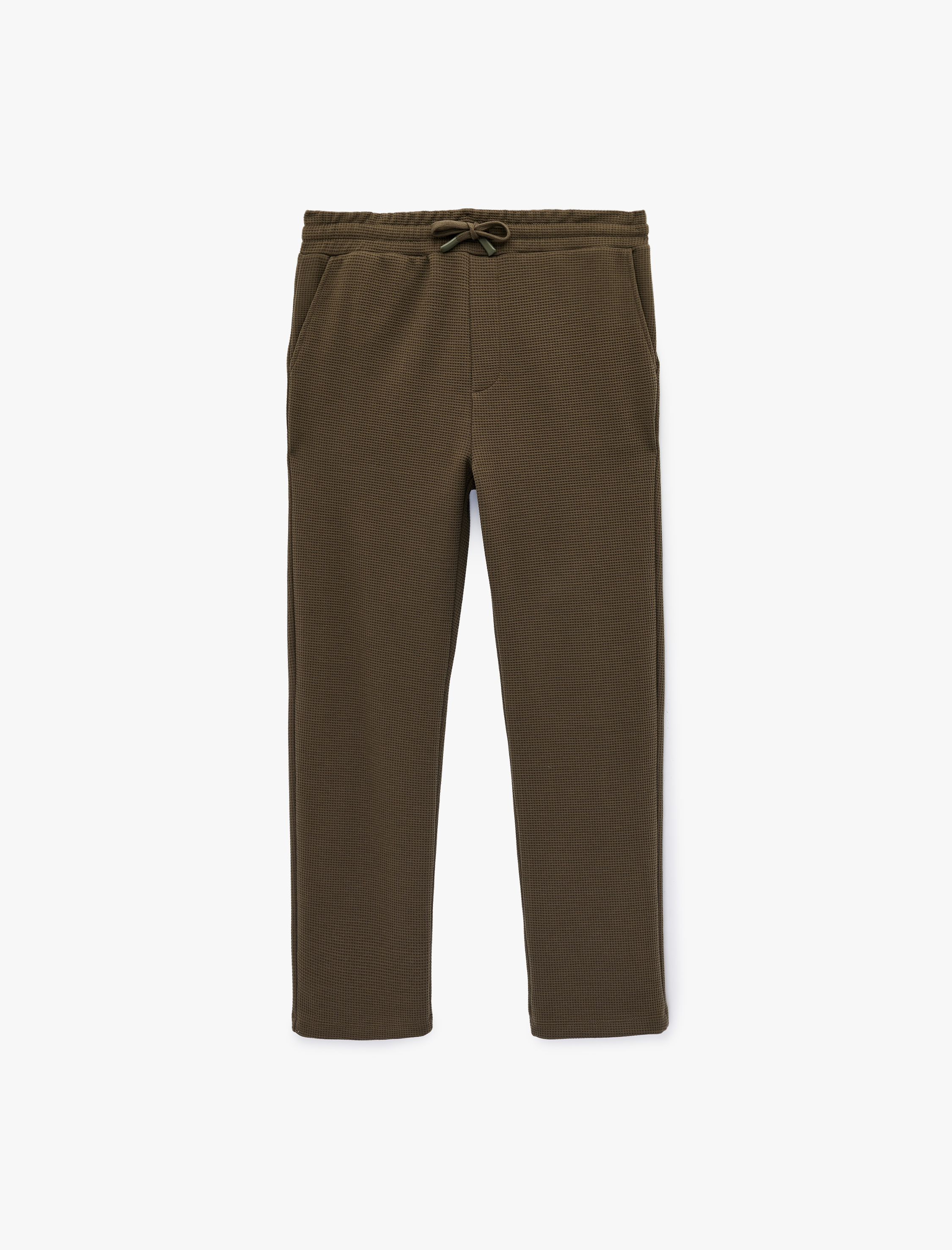   Regular Fit Waffle Dokulu Cepli Beli Bağcıklı Eşofman Altı