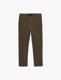 Regular Fit Waffle Dokulu Cepli Beli Bağcıklı Eşofman Altı