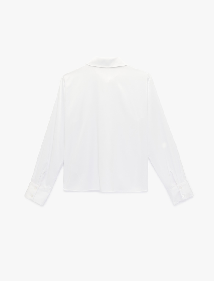  Slim Fit Uzun Kollu Düğmeli Klasik Yaka Saten Gömlek