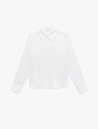 Slim Fit Uzun Kollu Düğmeli Klasik Yaka Saten Gömlek