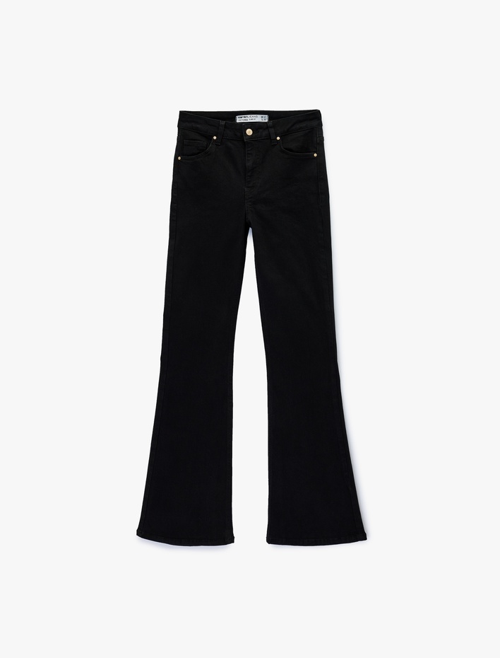  Pamuklu Dar Kesim İspanyol Paça  Jean - Flare Jeans