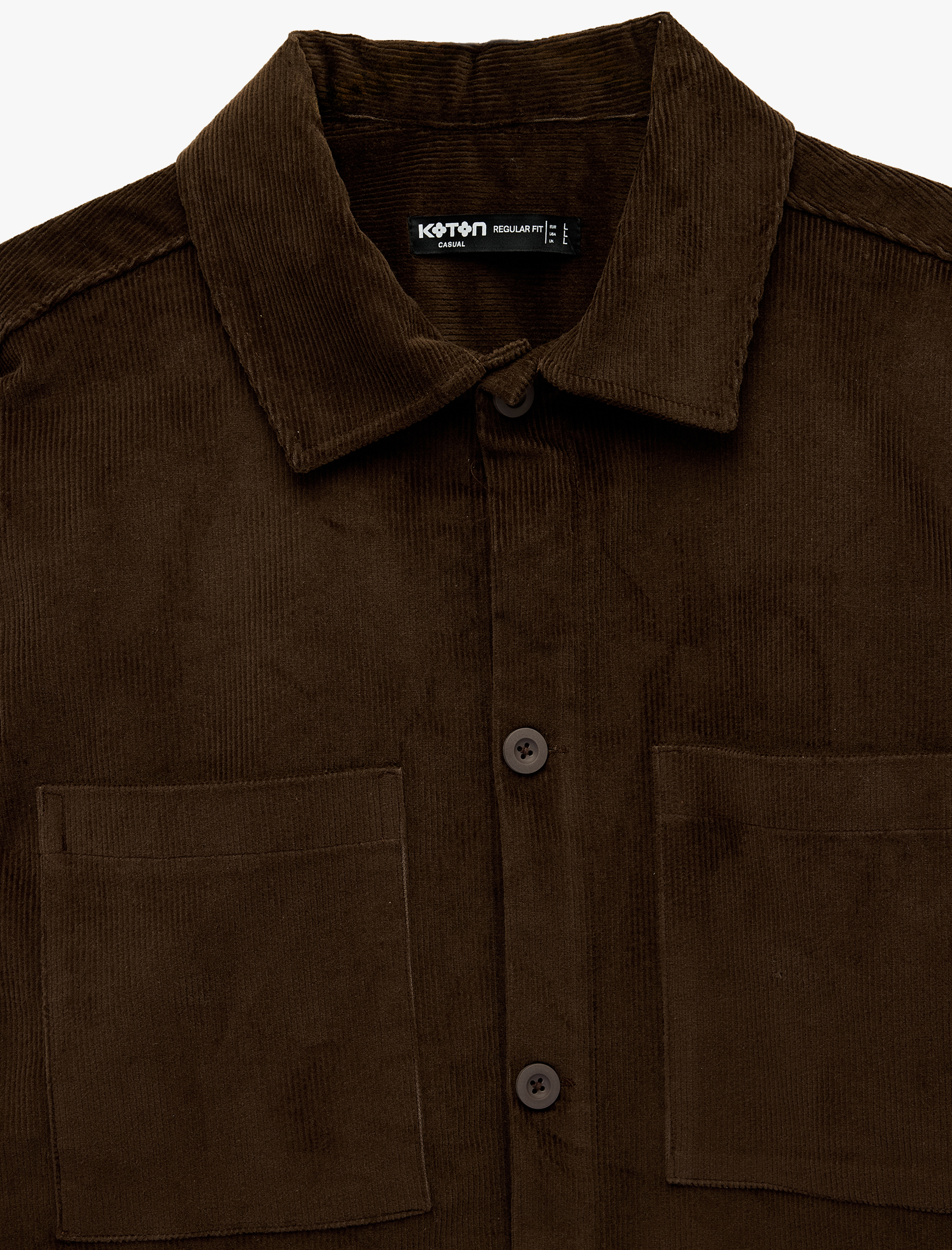   Regular Fit Uzun Kollu Cepli Pamuklu Klasik Yaka Fitilli Kadife Gömlek