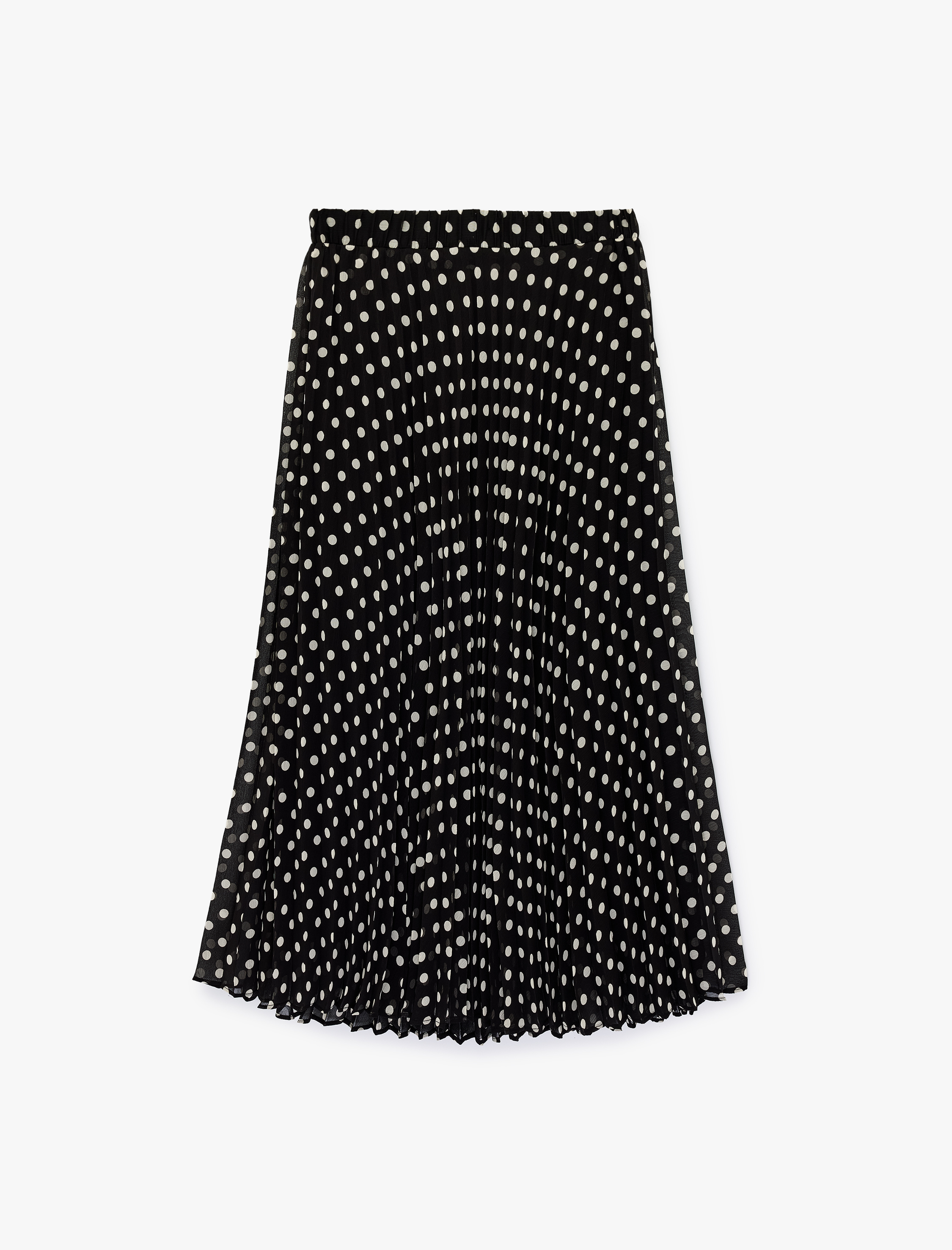   Pileli Puantiyeli Midi Şifon Etek